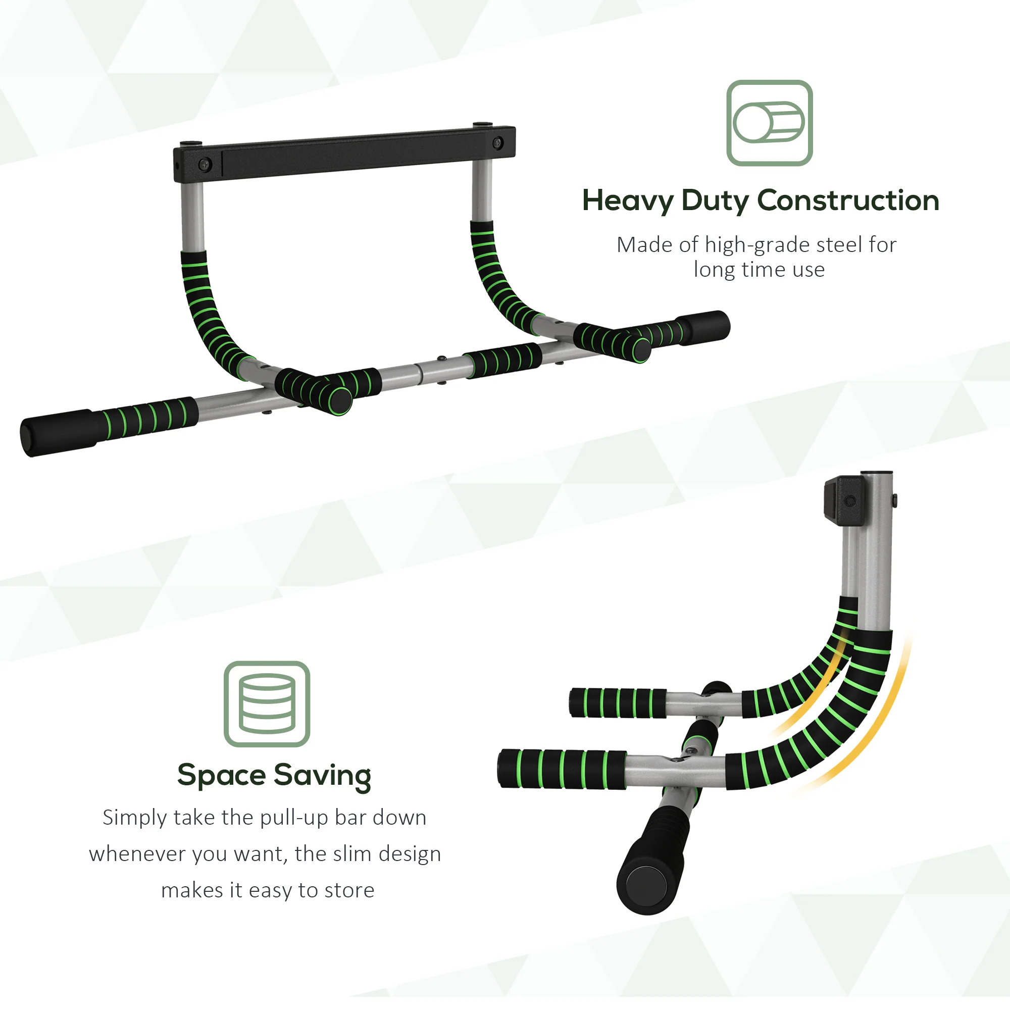 HOMCOM Indoor Fitness Door Horizontal Bar Pull-ups Home Gym Upper Body Workout - Image 7