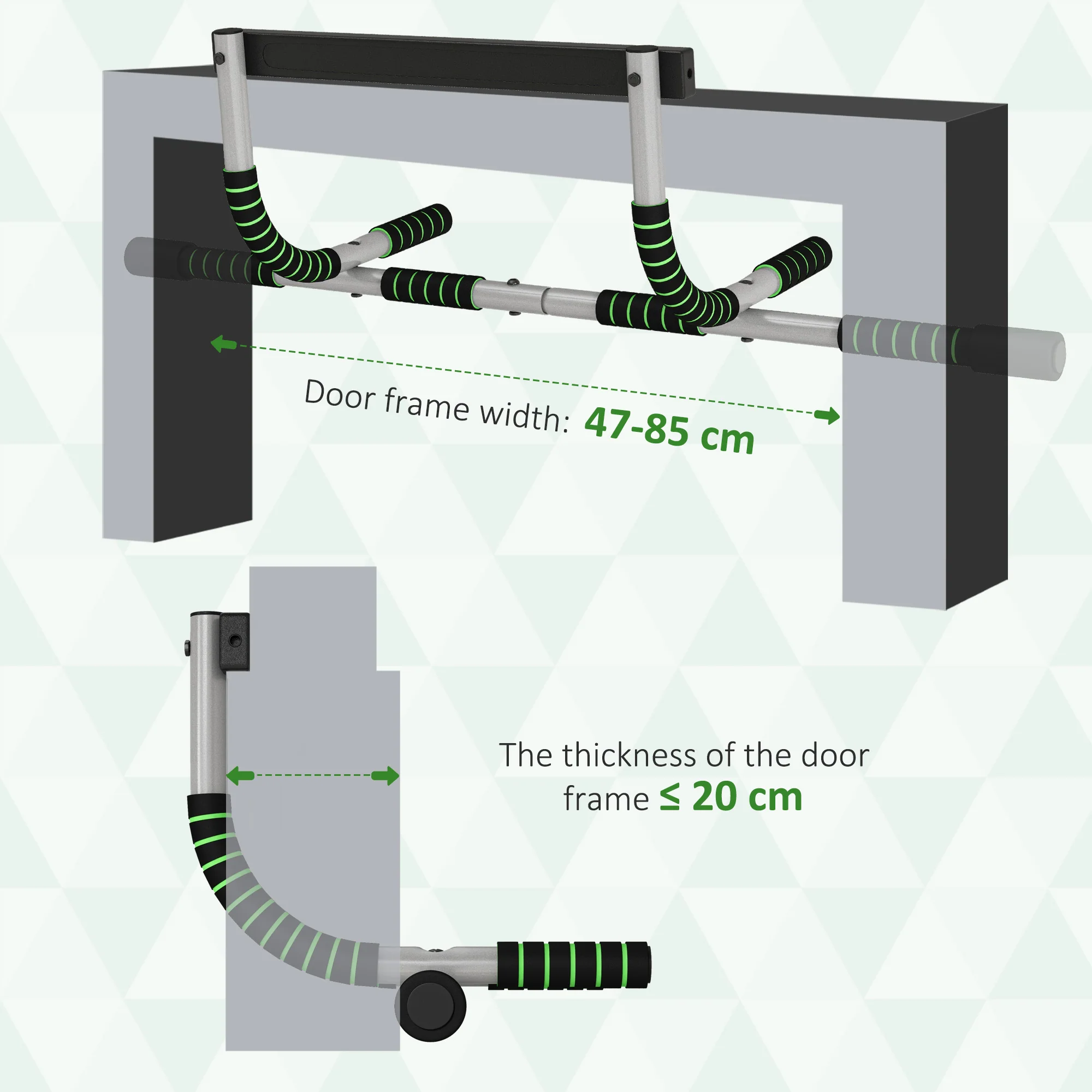 HOMCOM Indoor Fitness Door Horizontal Bar Pull-ups Home Gym Upper Body Workout - Image 8