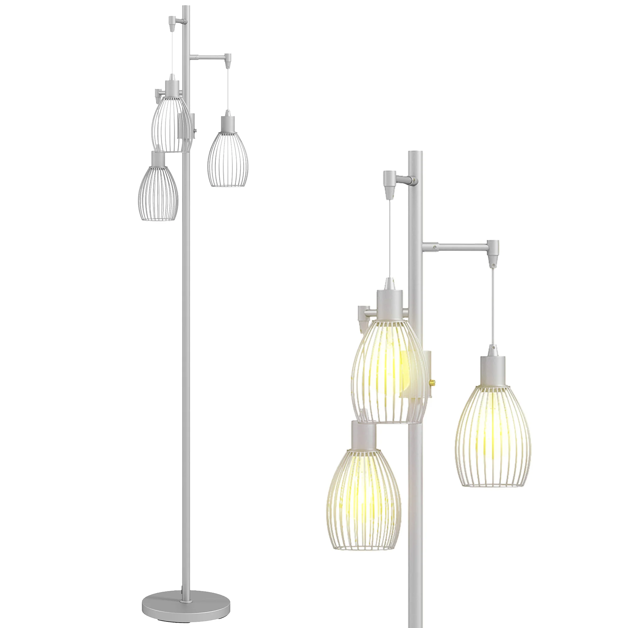 HOMCOM Industrial 3-Light Floor Lamp Dimmable Standing Lamp - Image 10