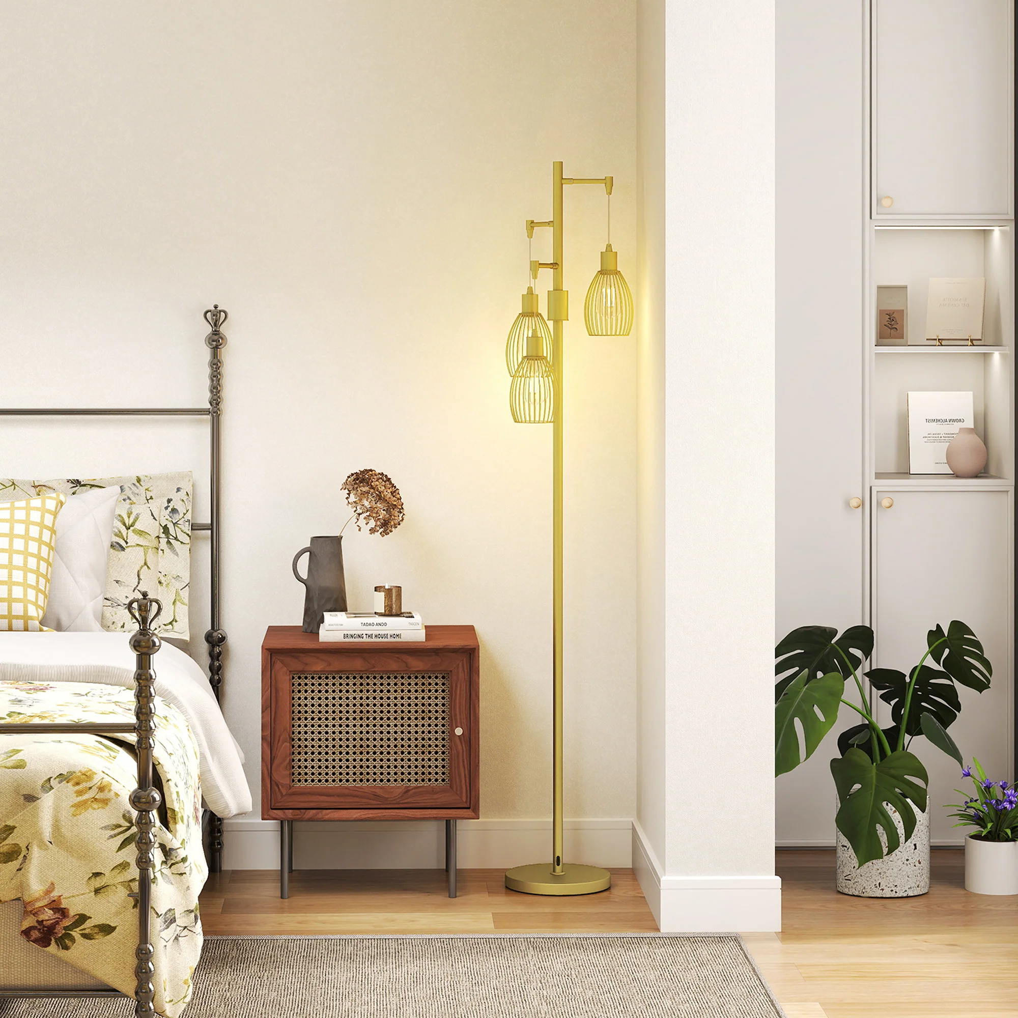 HOMCOM Industrial 3-Light Floor Lamp Dimmable Standing Lamp - Image 9