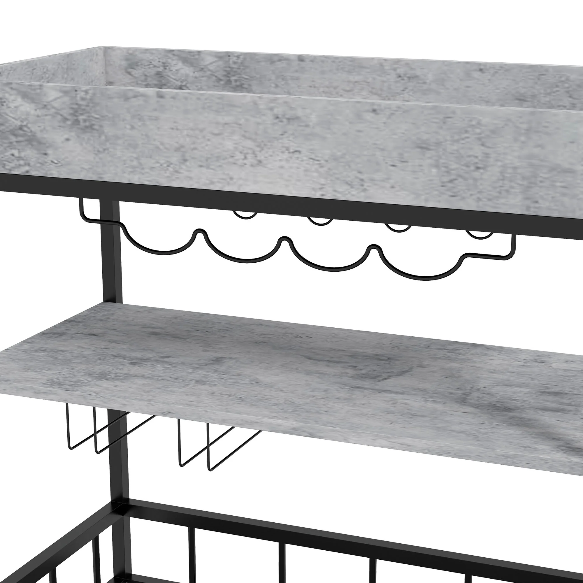 HOMCOM Industrial Bar Cart, 3-Tier Kitchen Trolley on Wheels with Wine Rack - Image 9