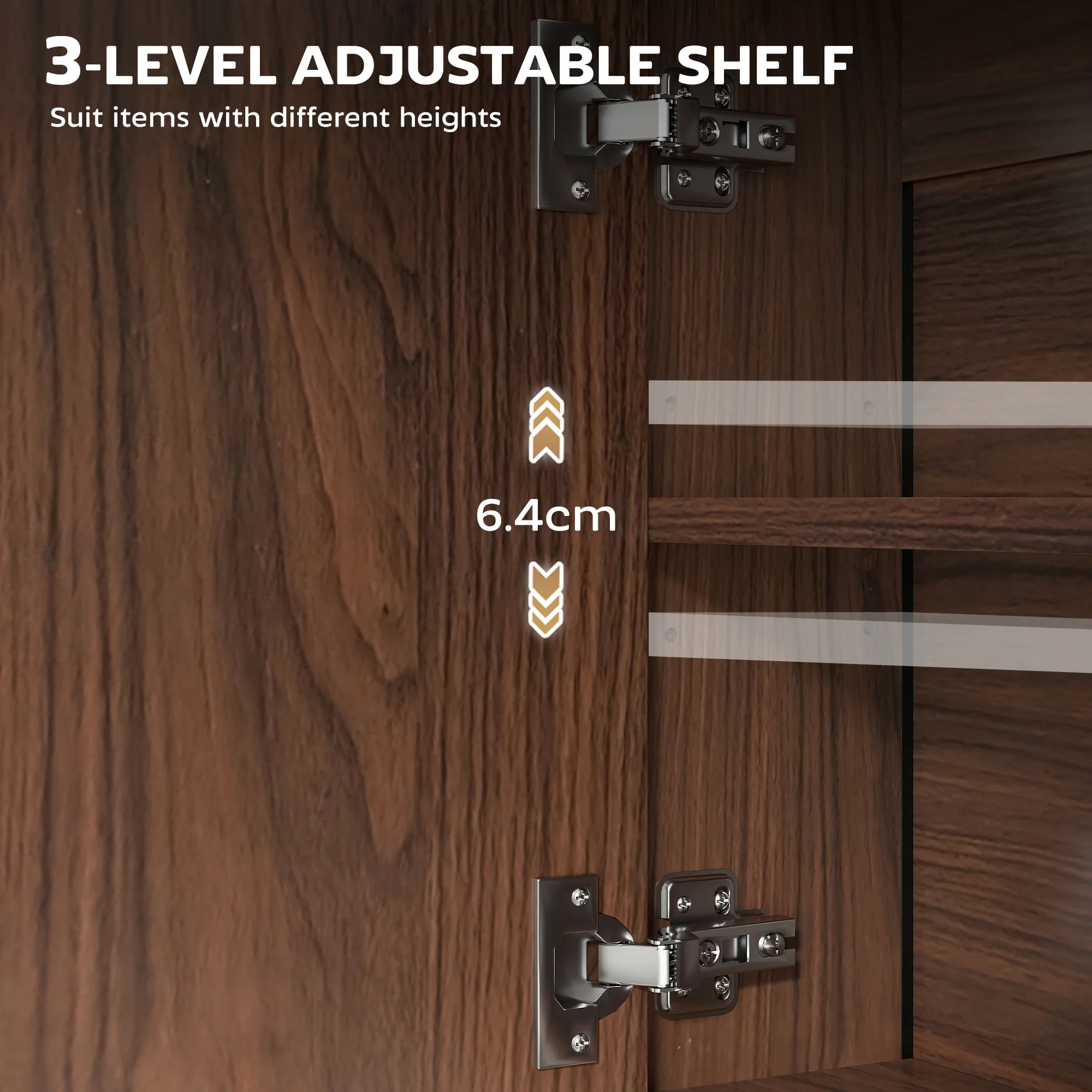 HOMCOM Industrial Bathroom Cabinet With 2 Mirrored Doors Open Shelf - Image 15