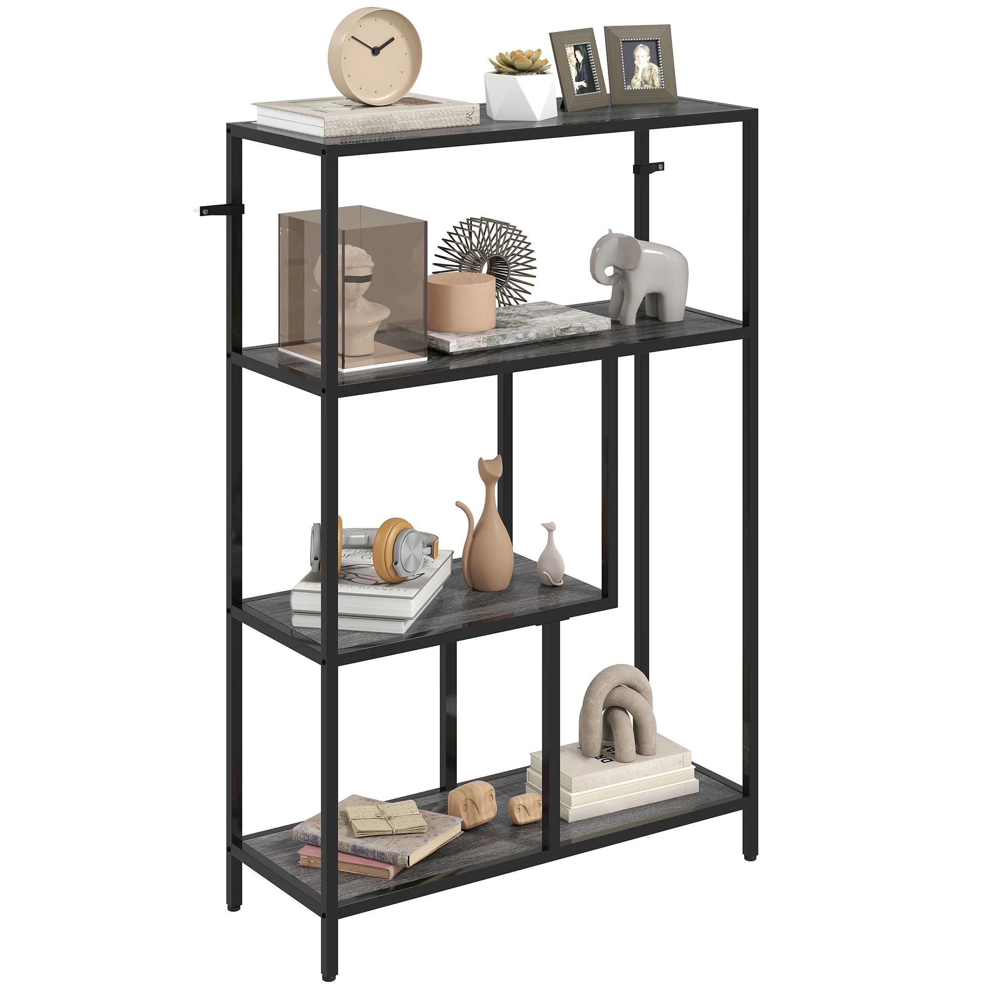 HOMCOM Industrial Bookshelf Bookcase W/ Open Shelves For Study - Image 10