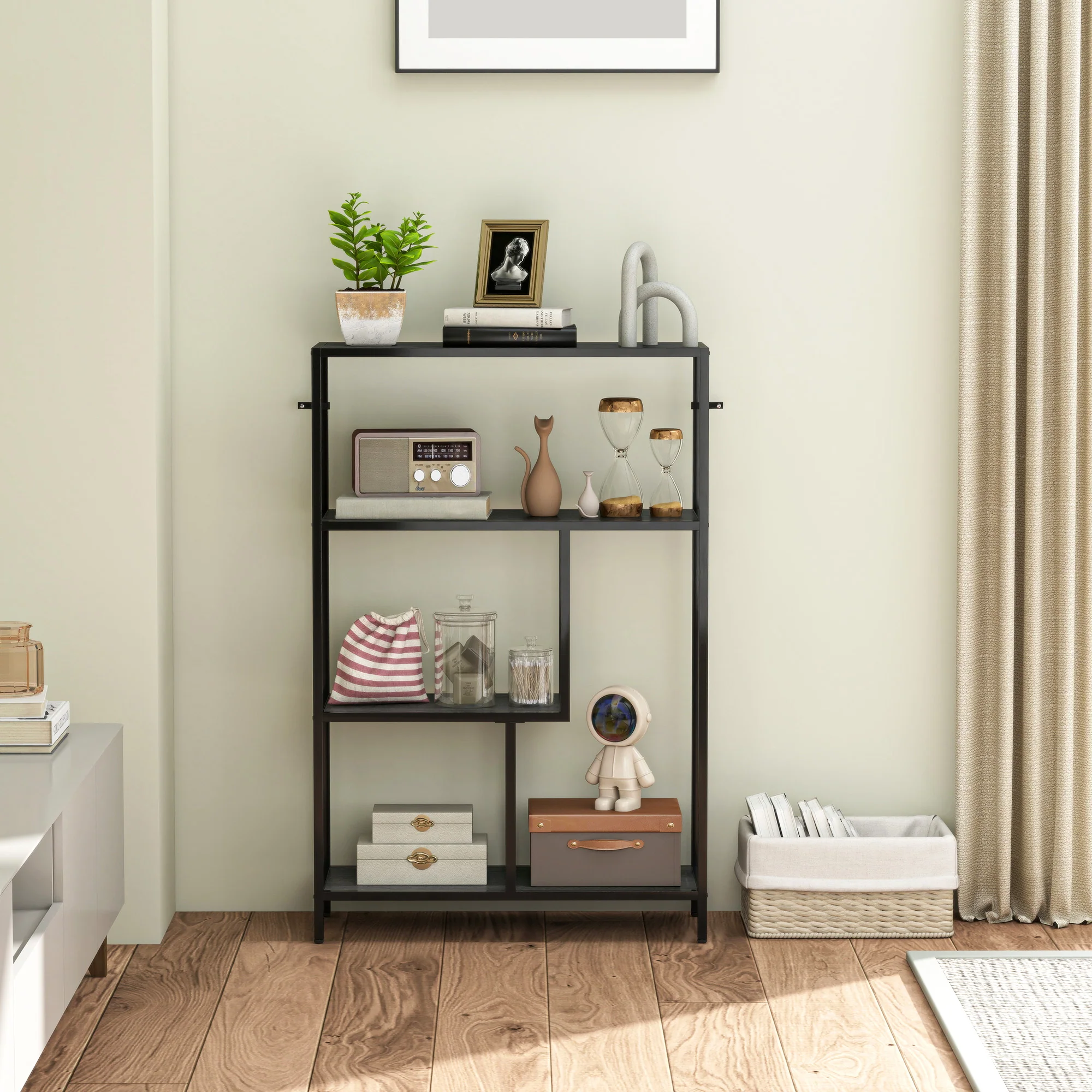 HOMCOM Industrial Bookshelf Bookcase W/ Open Shelves For Study - Image 17