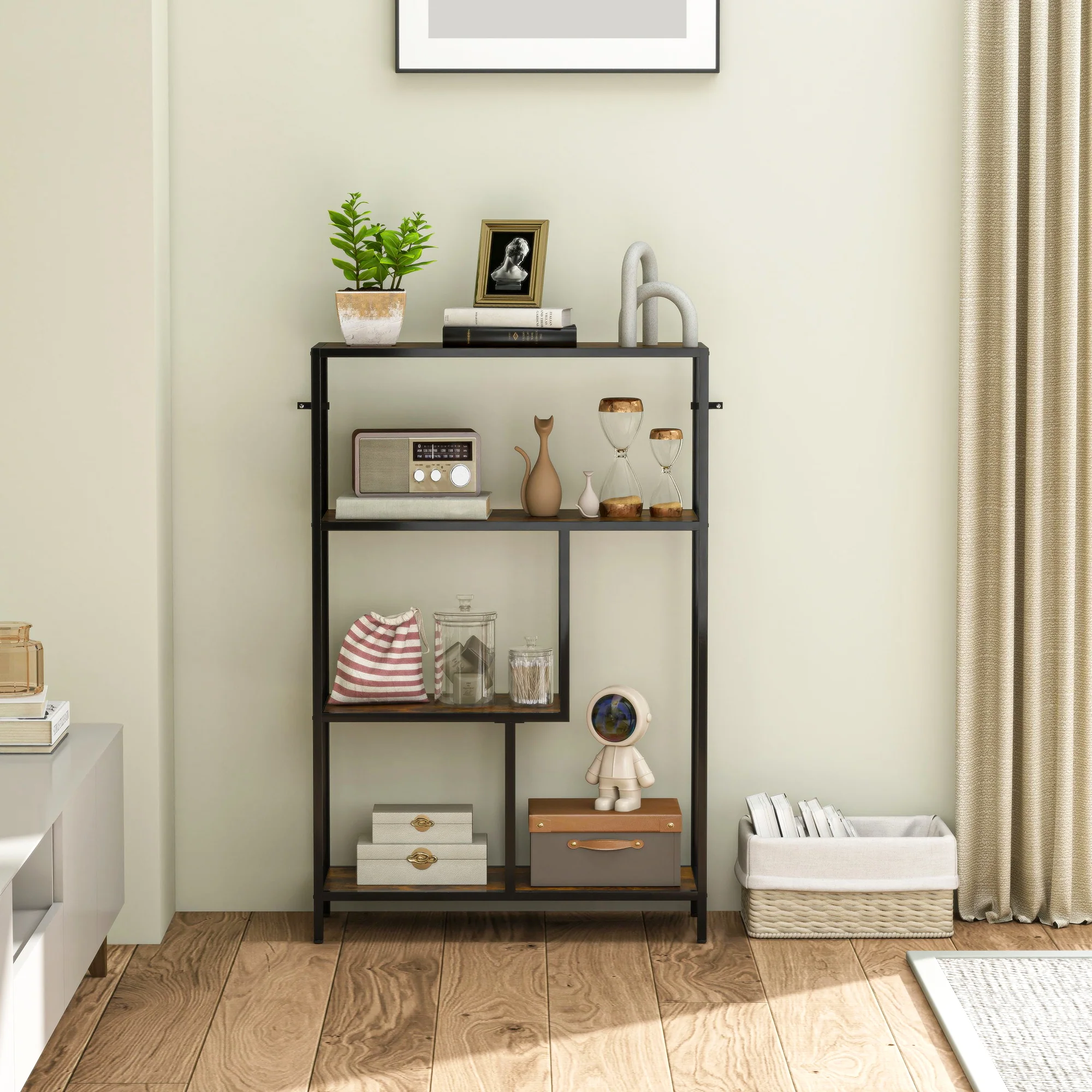 HOMCOM Industrial Bookshelf Bookcase W/ Open Shelves For Study - Image 8