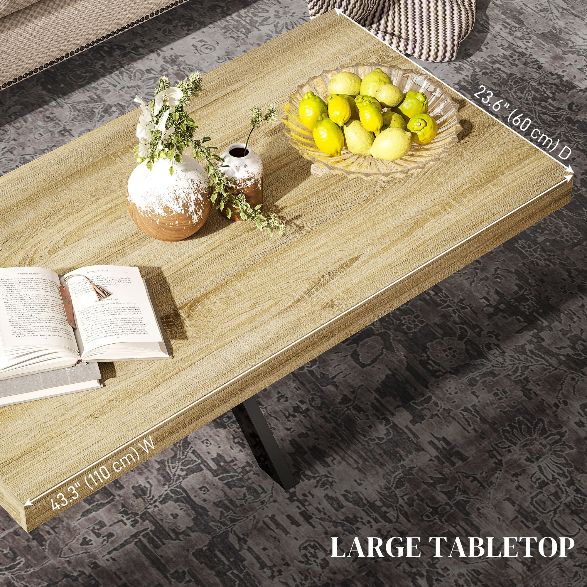 HOMCOM Industrial Coffee Table, End Table With Steel Frame, 110x60 X45cm - Image 3