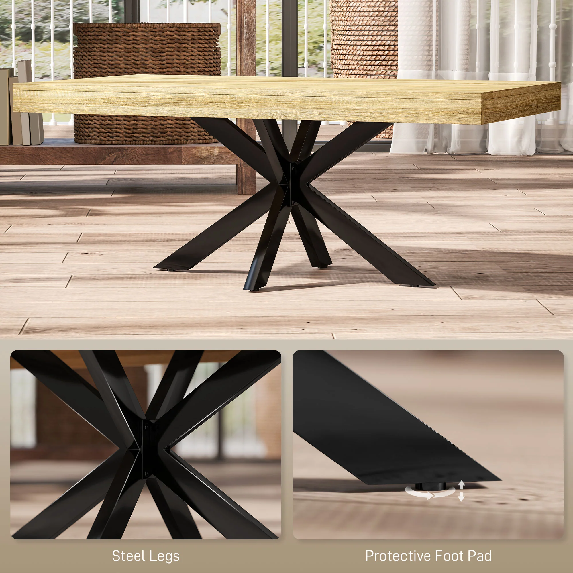 HOMCOM Industrial Coffee Table, End Table With Steel Frame, 110x60 X45cm - Image 4