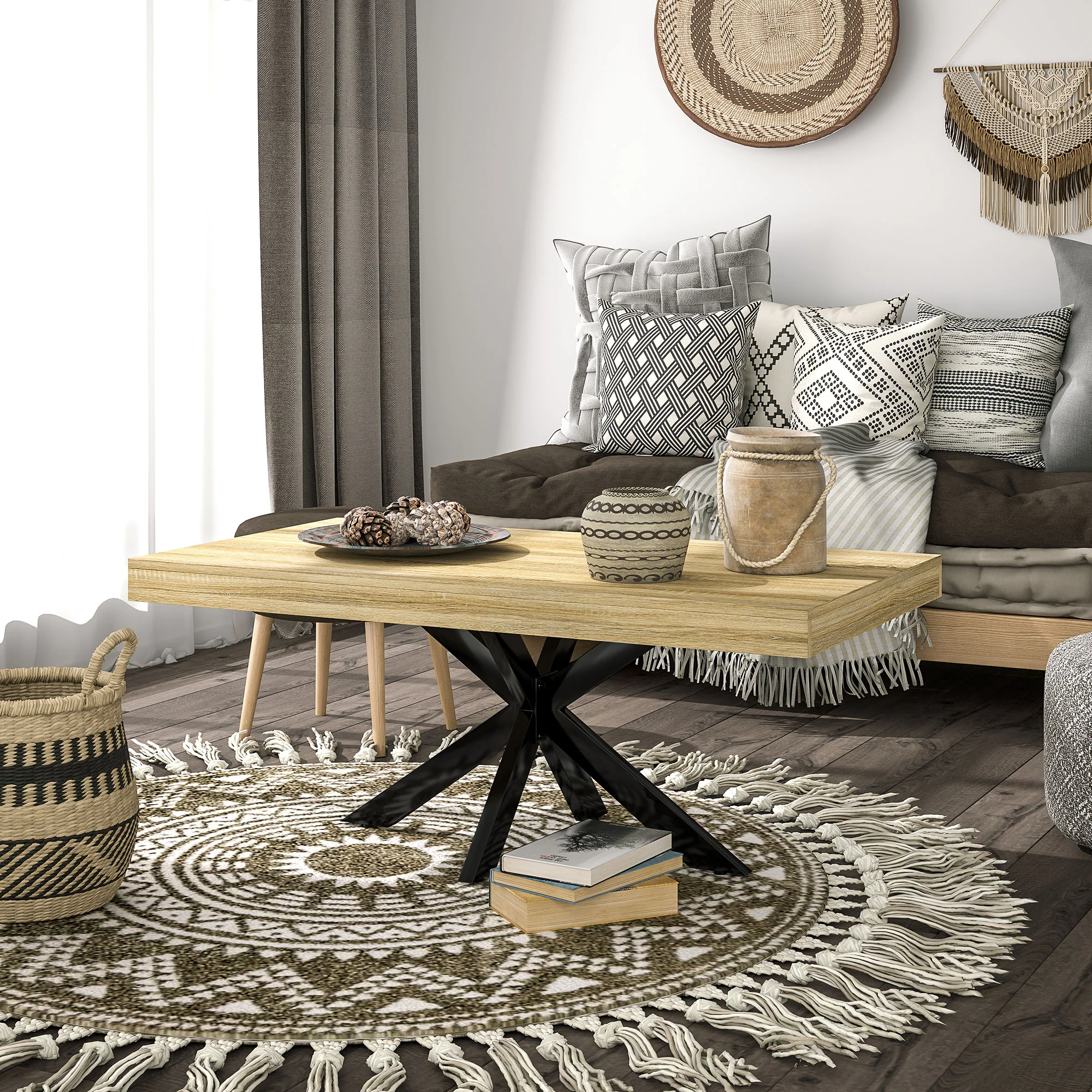 HOMCOM Industrial Coffee Table, End Table With Steel Frame, 110x60 X45cm - Image 8