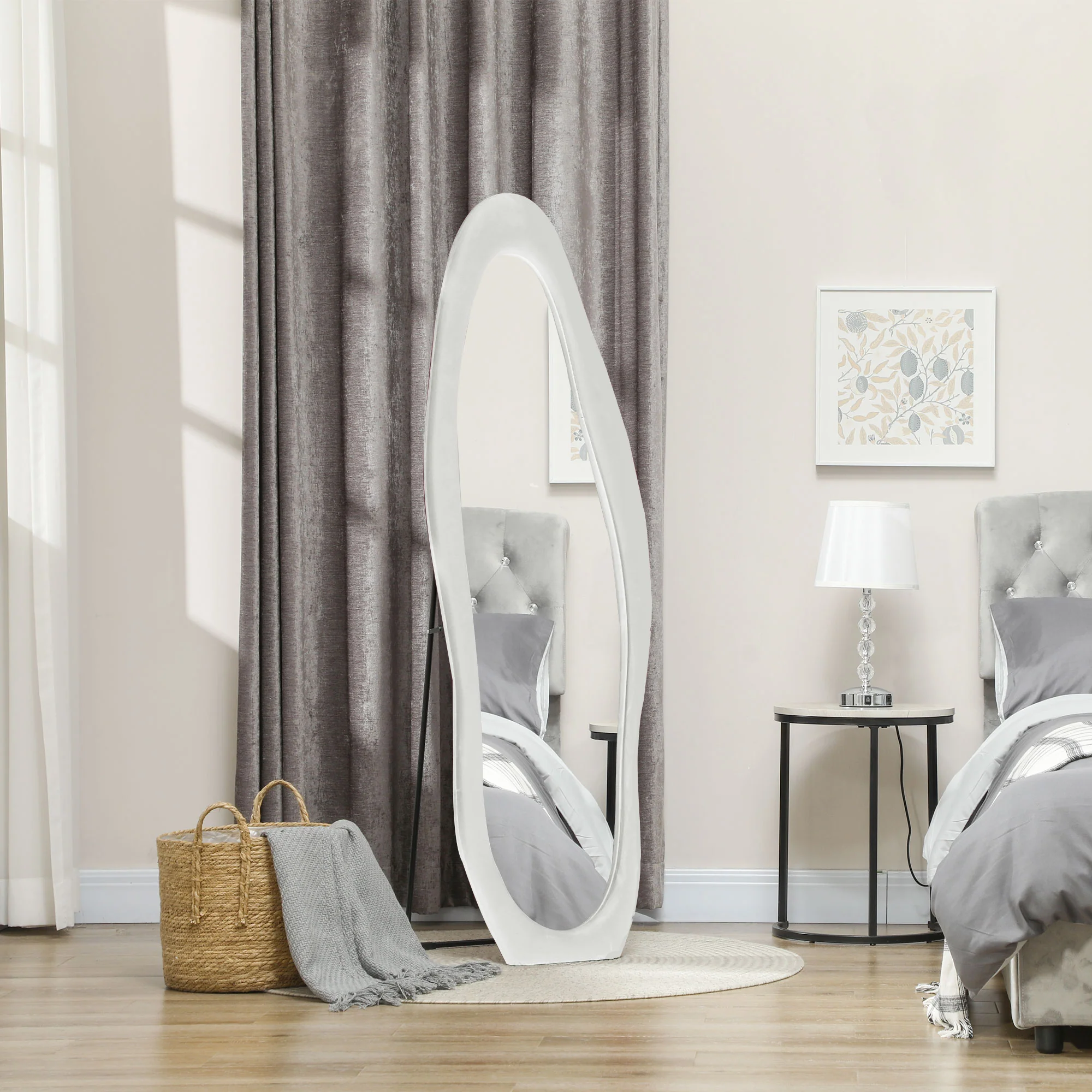 HOMCOM Irregular Full Length Mirror with Velvet Frame - Image 11