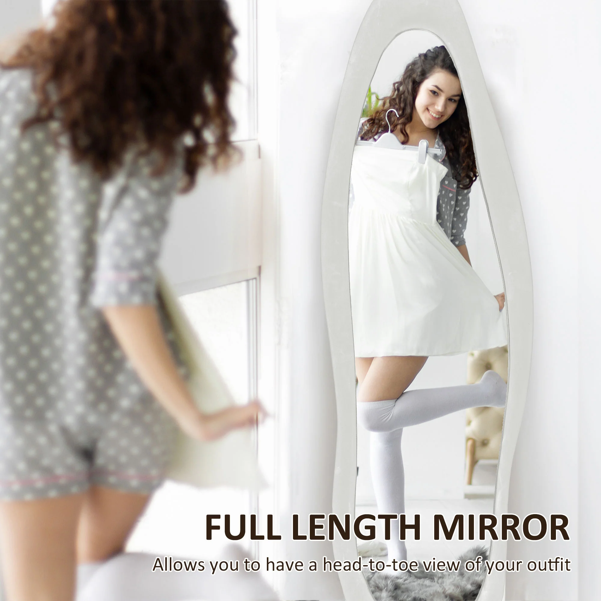 HOMCOM Irregular Full Length Mirror with Velvet Frame - Image 12