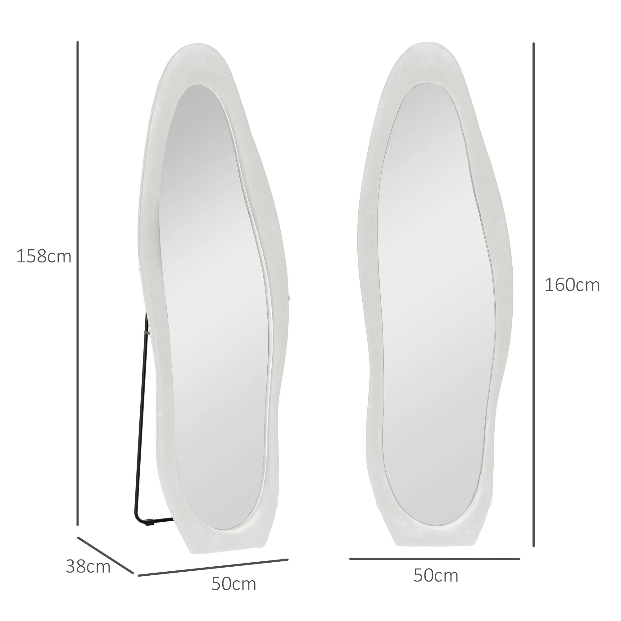HOMCOM Irregular Full Length Mirror with Velvet Frame - Image 14