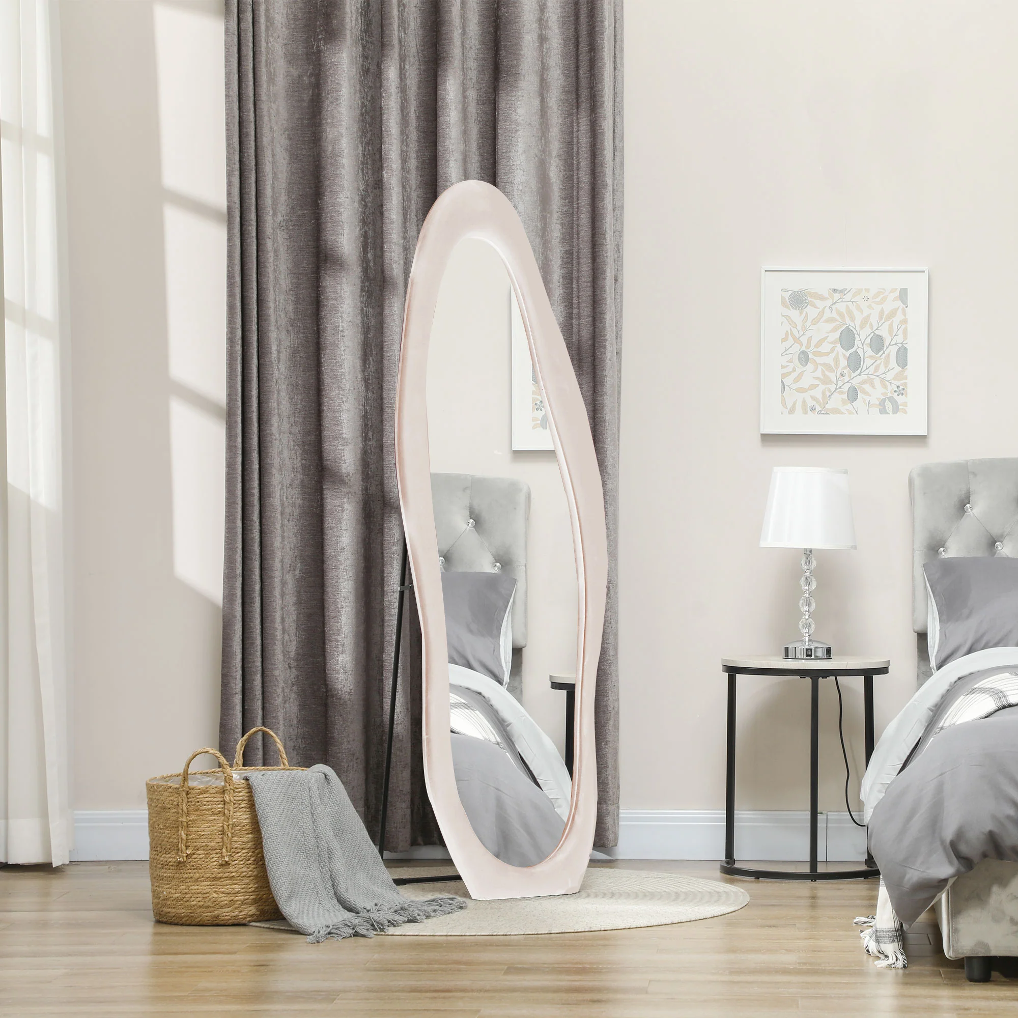 HOMCOM Irregular Full Length Mirror with Velvet Frame - Image 2