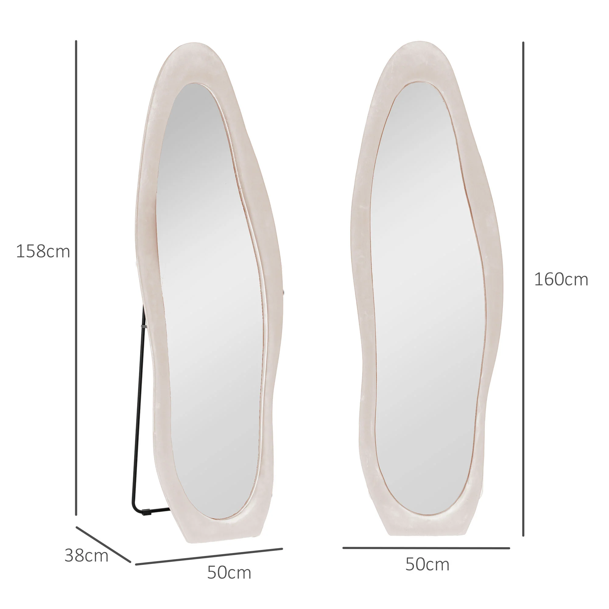 HOMCOM Irregular Full Length Mirror with Velvet Frame - Image 5