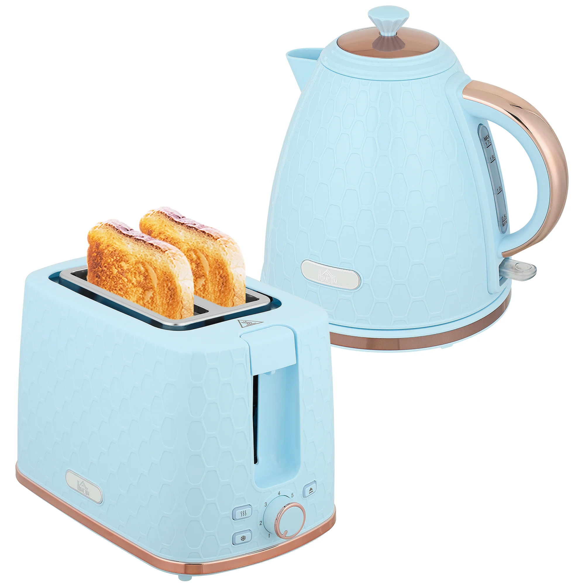 HOMCOM Kettle And Toaster Set 1.7L Kettle & 2 Slice Toaster Set,