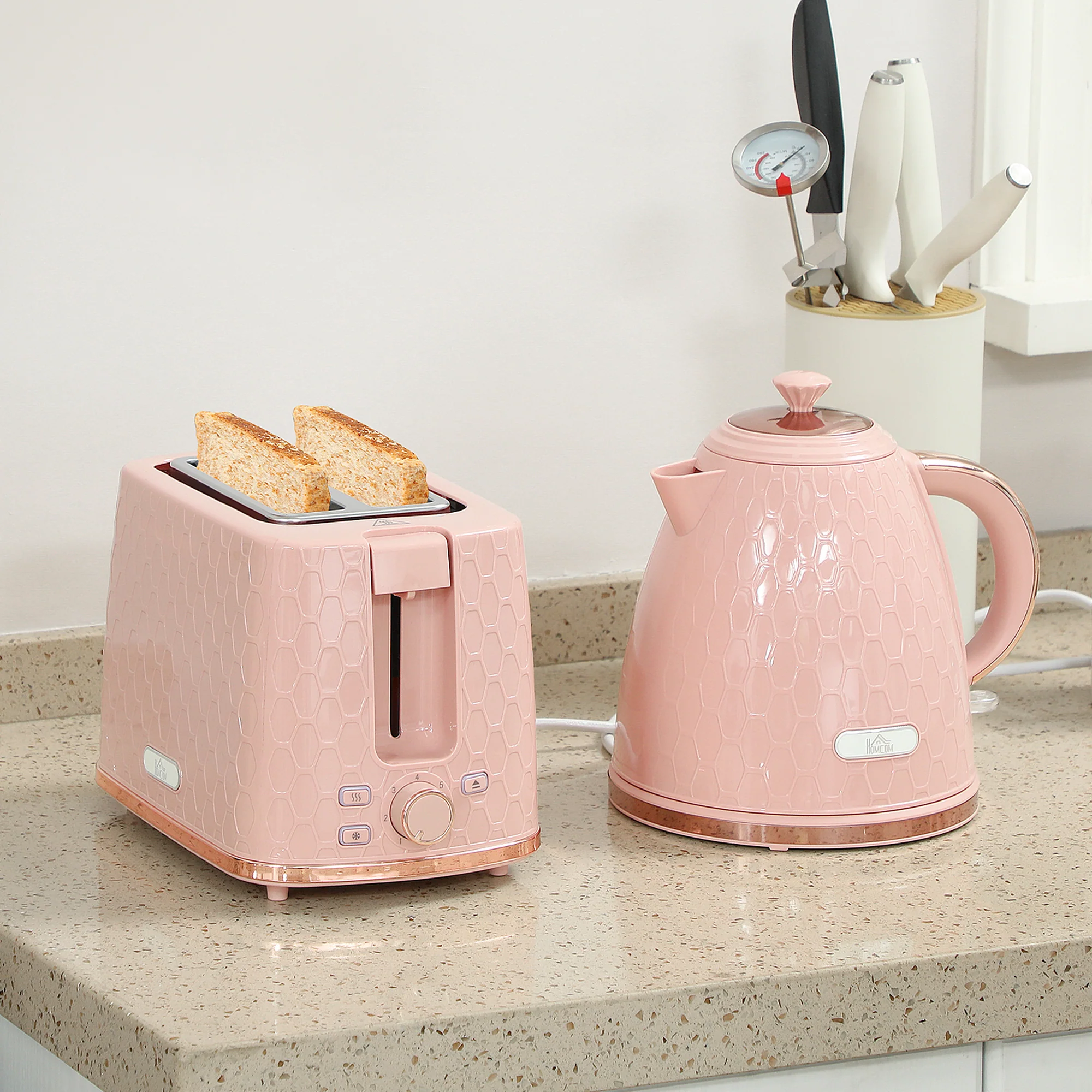 HOMCOM Kettle And Toaster Set 1.7L Kettle & 2 Slice Toaster Set, - Image 11