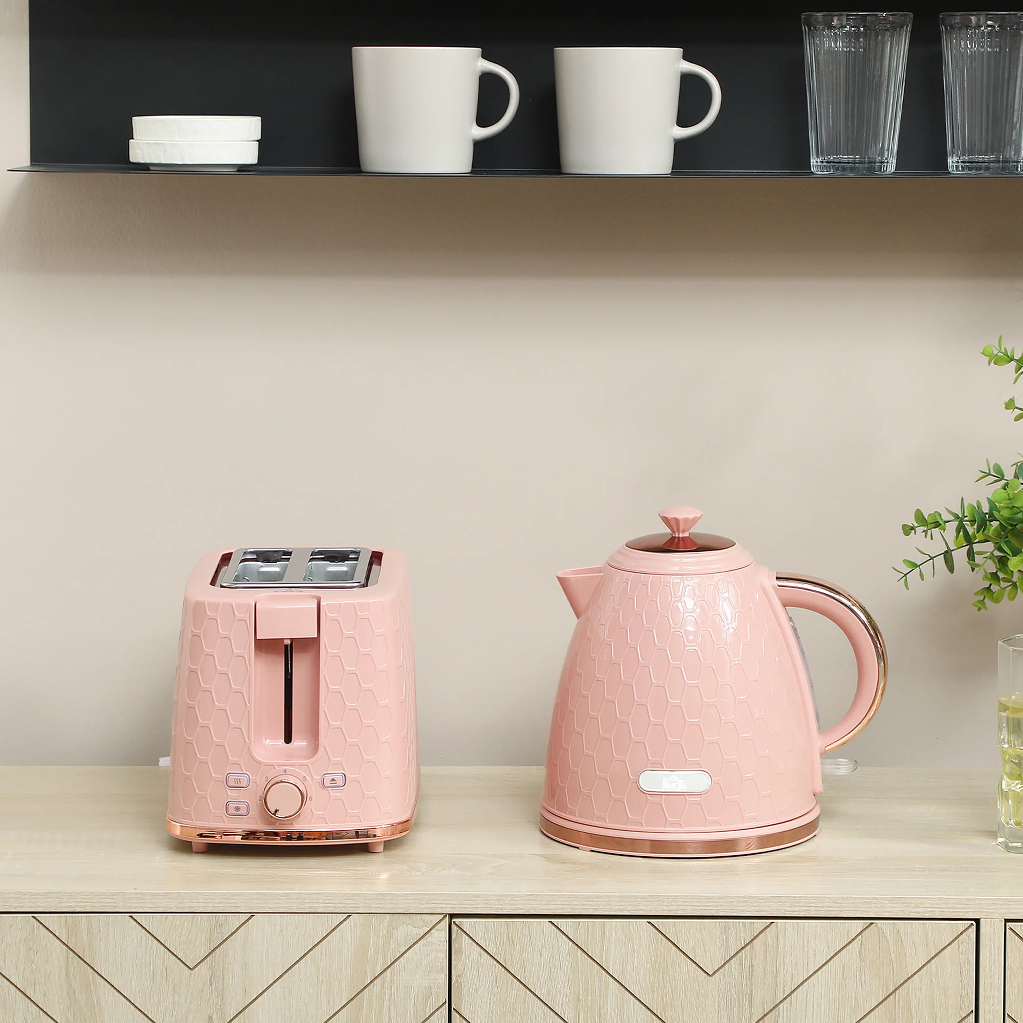 HOMCOM Kettle And Toaster Set 1.7L Kettle & 2 Slice Toaster Set, - Image 16