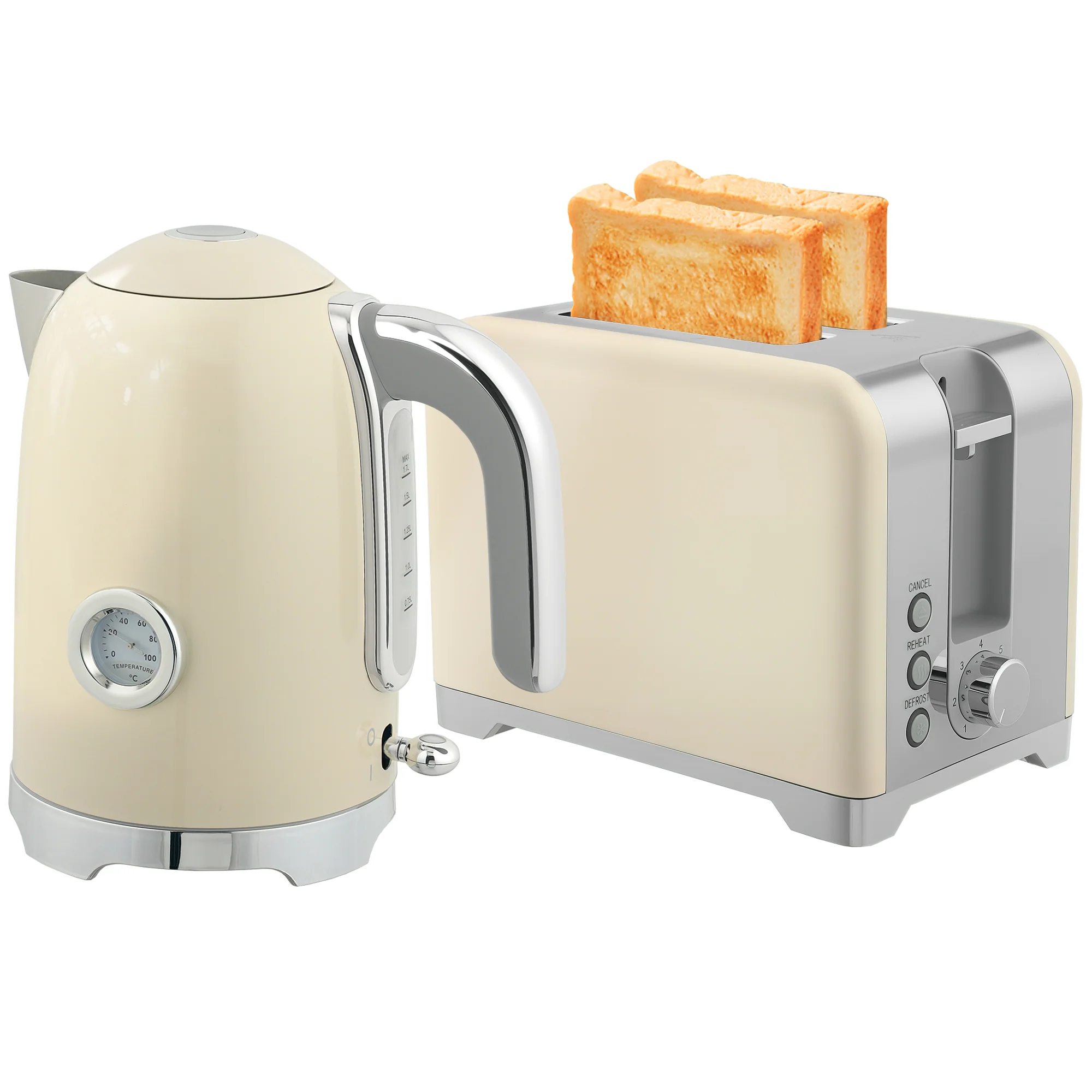 HOMCOM Kettle And Toaster Set With Temperature Gauge, Crumb Tray - Image 10