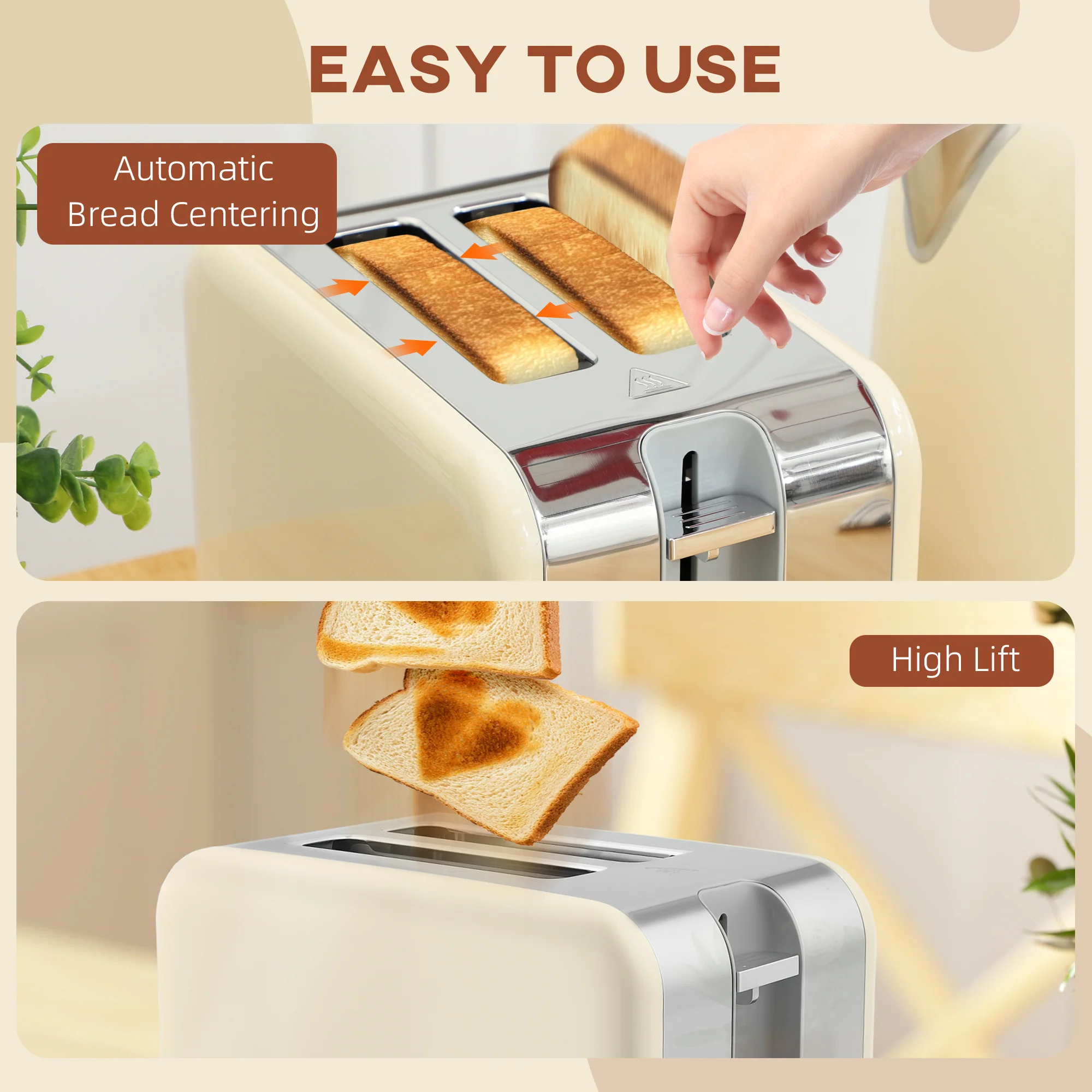 HOMCOM Kettle And Toaster Set With Temperature Gauge, Crumb Tray - Image 17