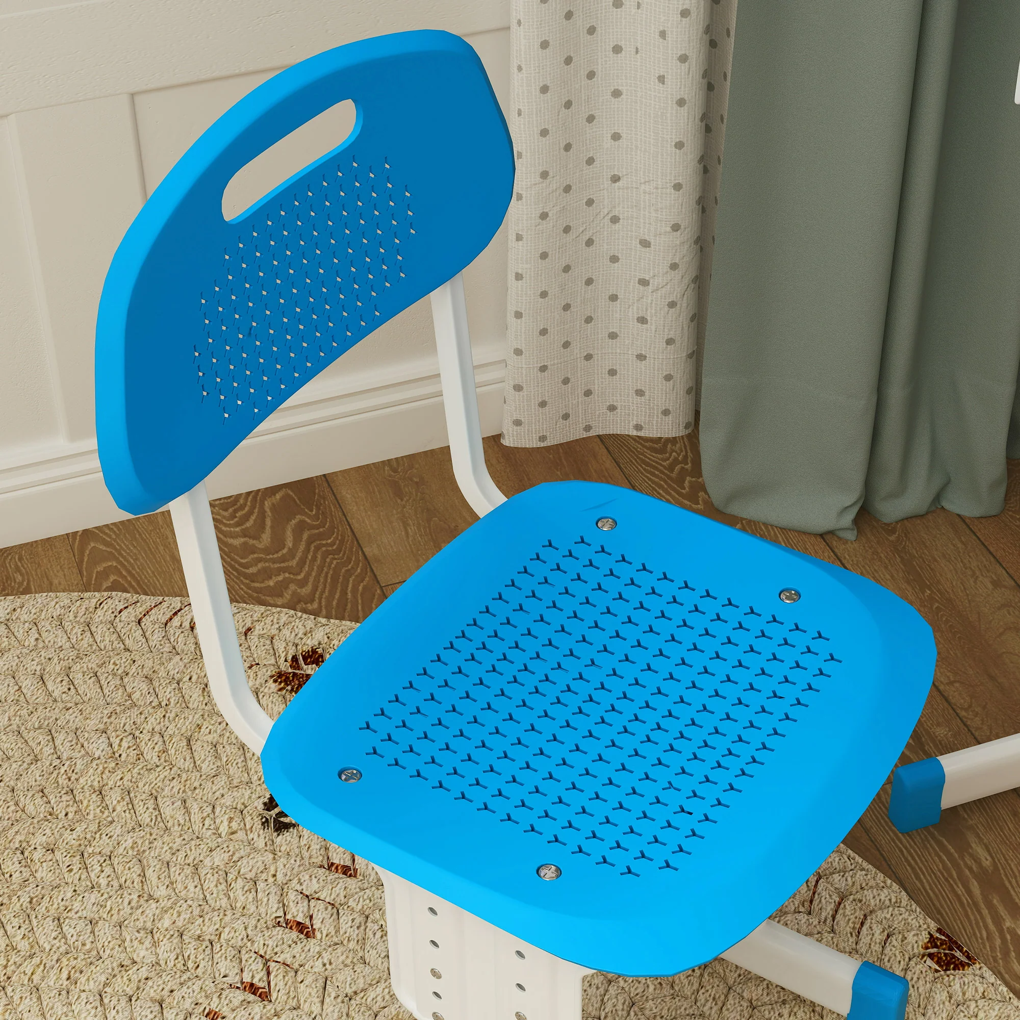 HOMCOM Kids Desk and Chair Set w/ Drawer, Book Stand, Pen Slot, Blue - Image 9