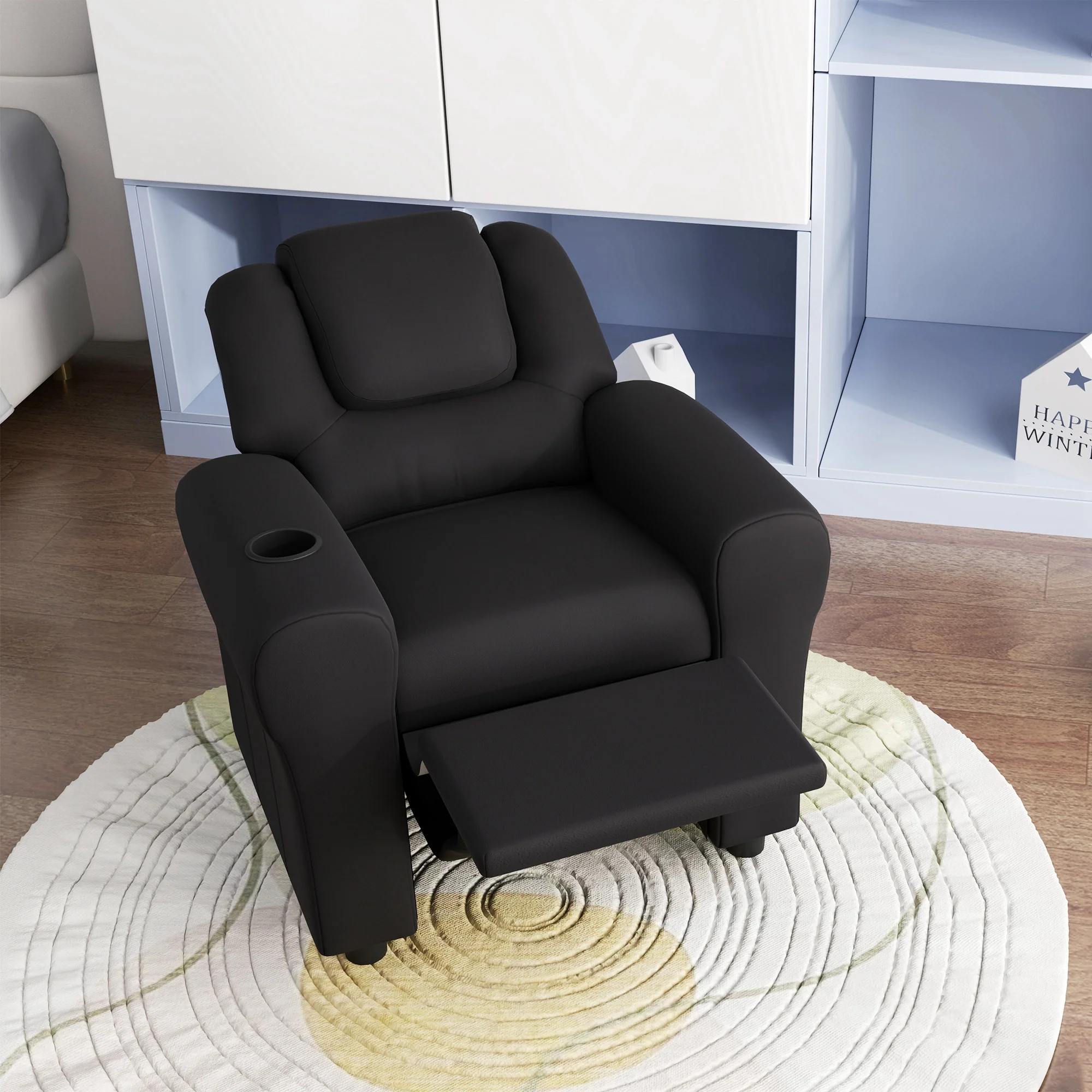 HOMCOM Kids Recliner Chair with Adjustable Backrest and Footrest, Beige - Image 9