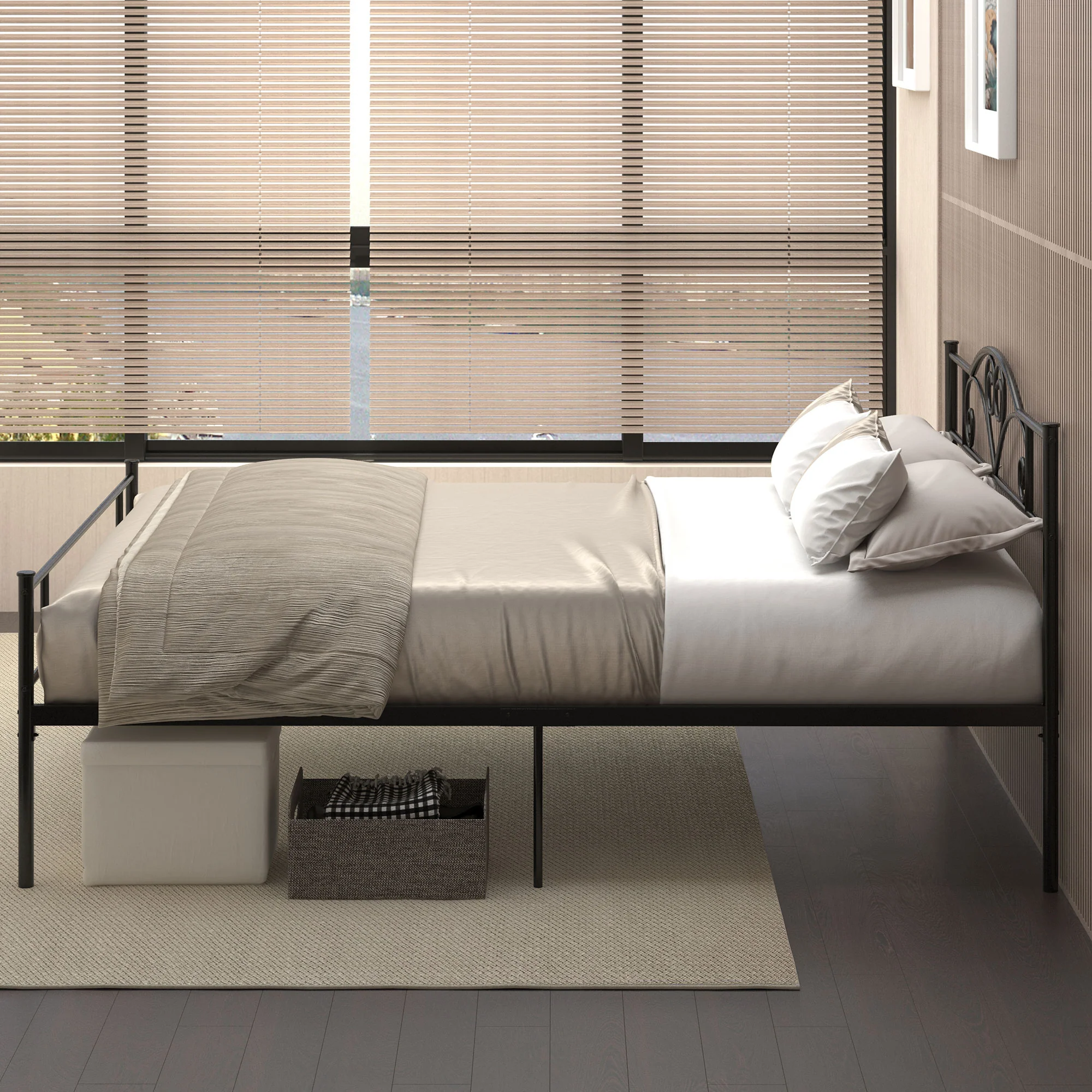 HOMCOM King Metal Bed Frame w/ Headboard and Footboard, 31cm Under-bed Space - Image 7