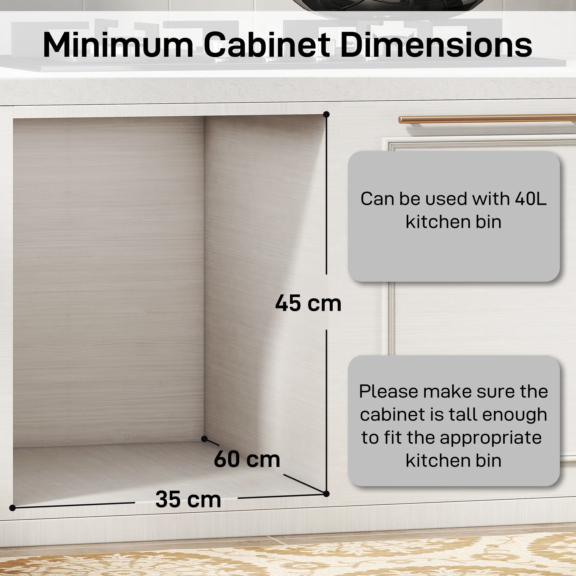 HOMCOM Kitchen Cupboard Bin with 40L Dual Compartment, Pull Out Bin, Grey - Image 6