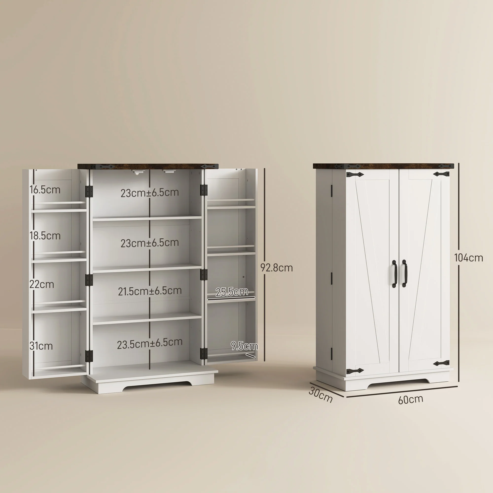 HOMCOM Kitchen Cupboard Pantry Cabinet with Adjustable Shelves White - Image 5