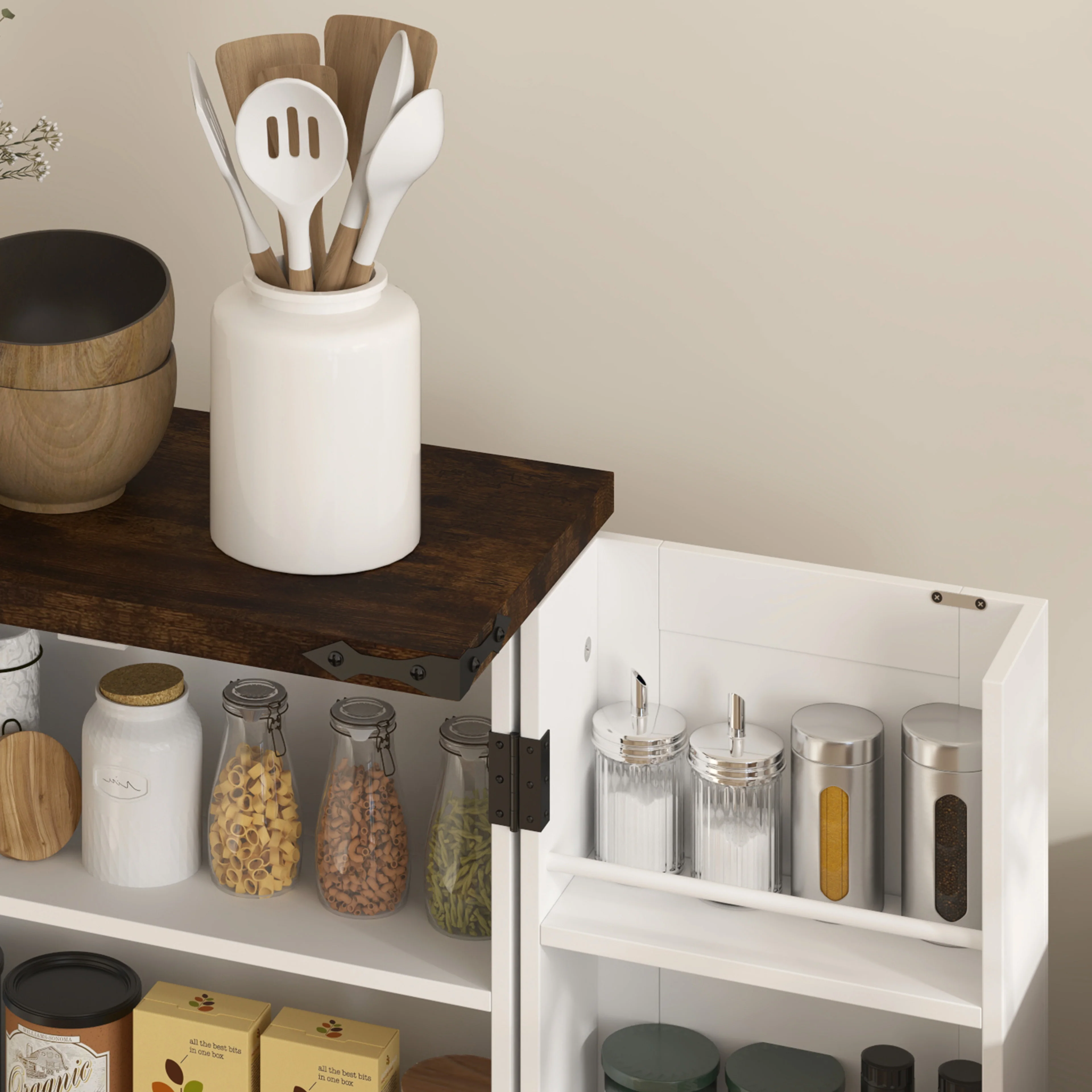 HOMCOM Kitchen Cupboard Pantry Cabinet with Adjustable Shelves White - Image 8