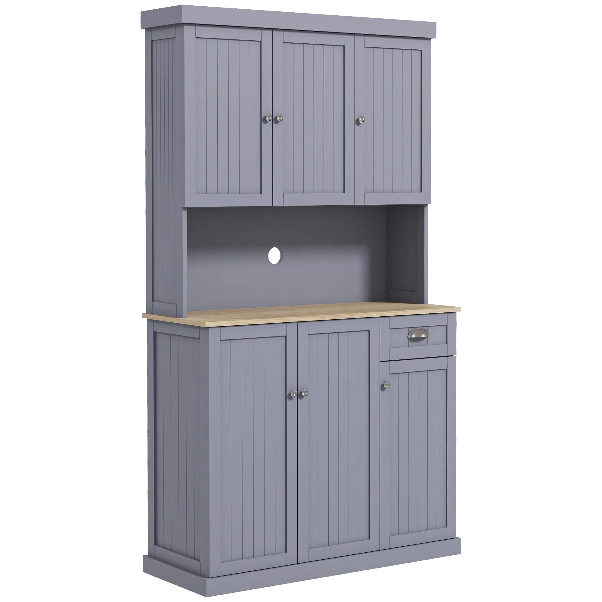 HOMCOM Kitchen Cupboard Storage Cabinet With Adjustable Shelves, Grey