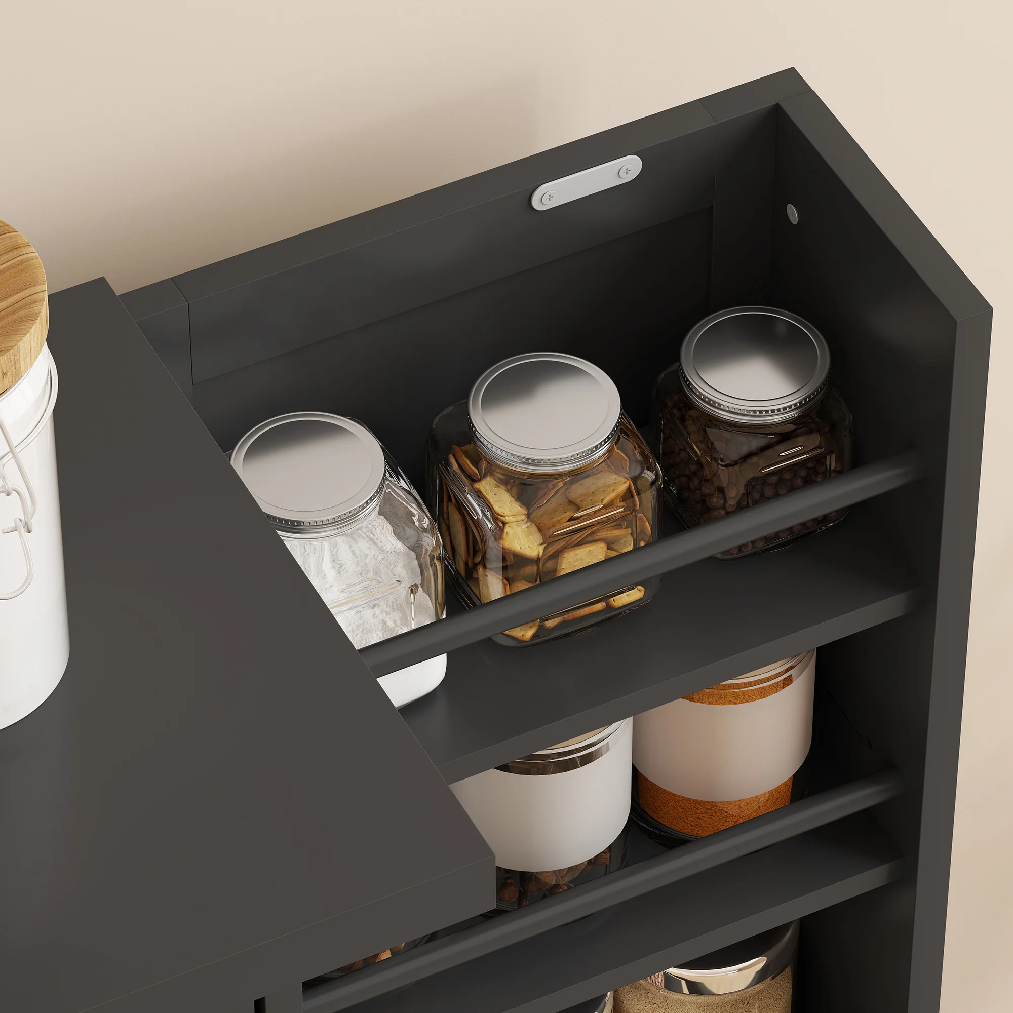 HOMCOM Kitchen Cupboard W/ 5 Tiers, 12 Spice Racks, Kitchen Storage Cabinet - Image 9
