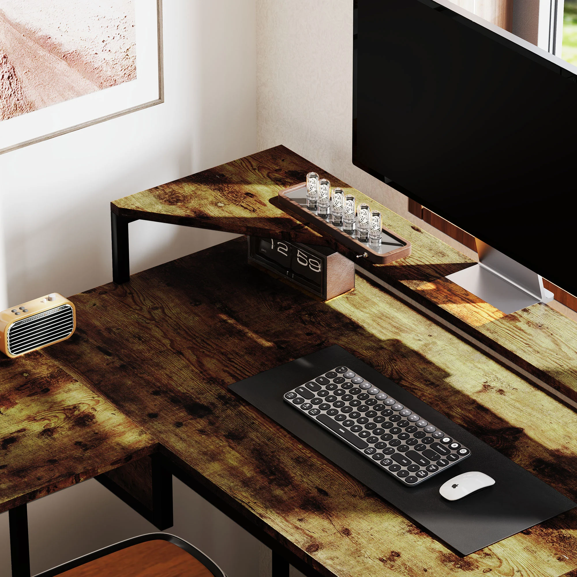 HOMCOM L Shaped Desk, Computer Table With Liftable Desktop - Image 18