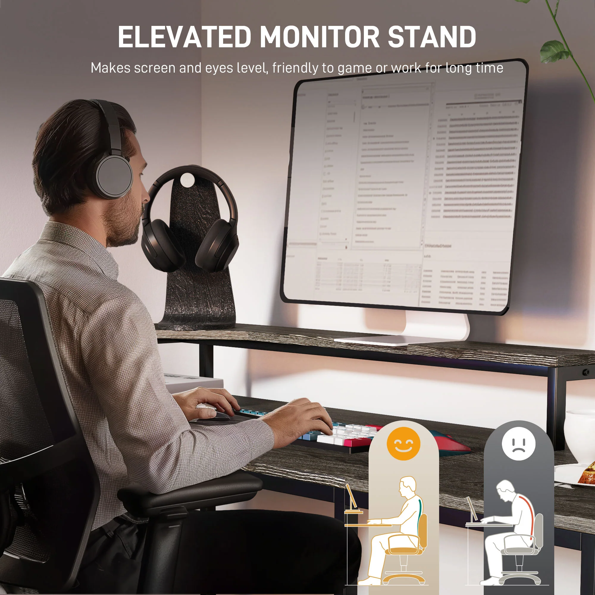 HOMCOM L Shaped Desk, Computer Table With Liftable Desktop - Image 4