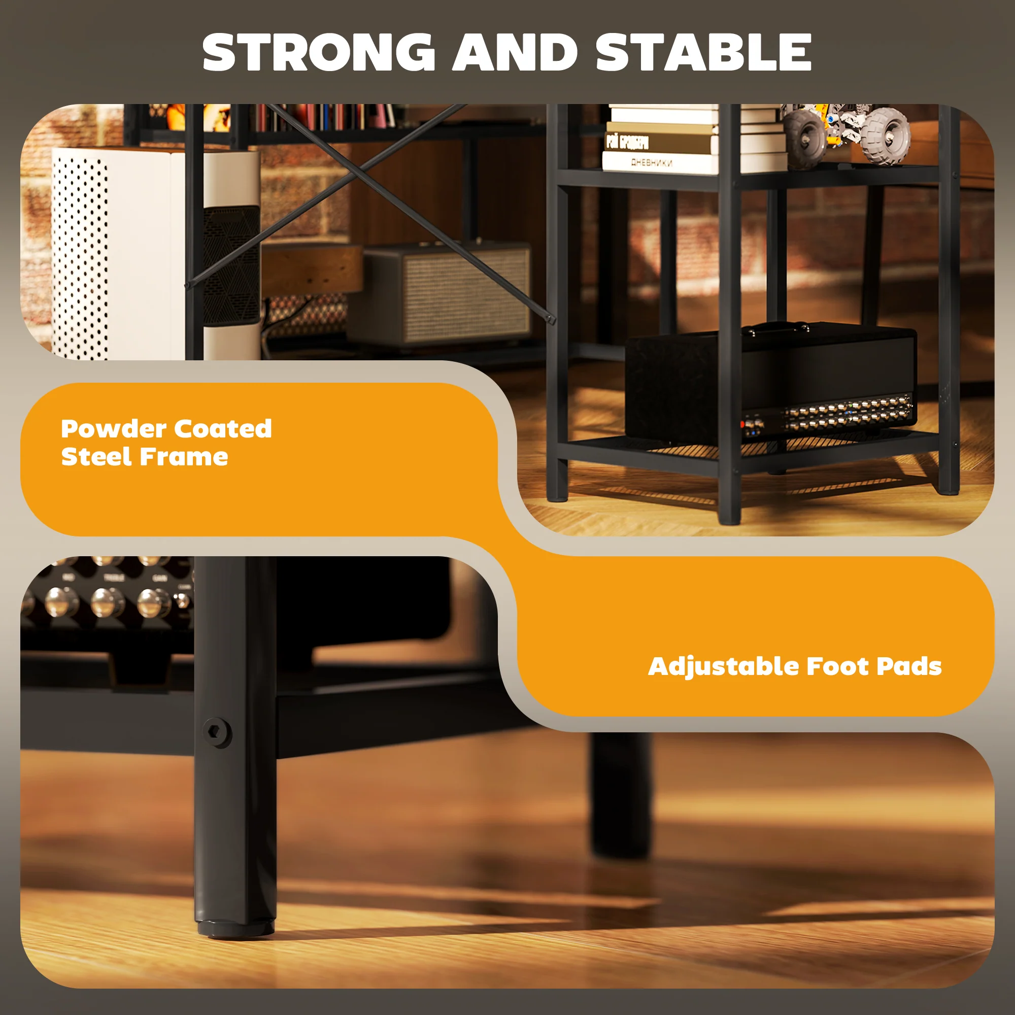 HOMCOM L Shaped Gaming Desk w/ LED Lights and Power Outlets for Small Space - Image 8