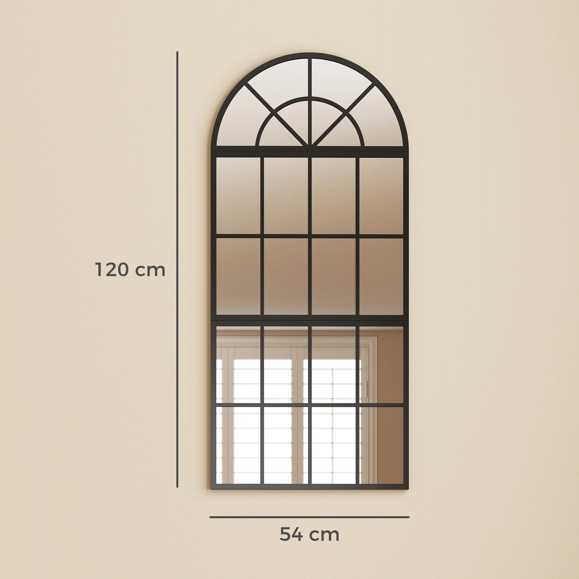 HOMCOM Large Arched Wall Mirror with 3-Piece and Tempered Glass - Image 5