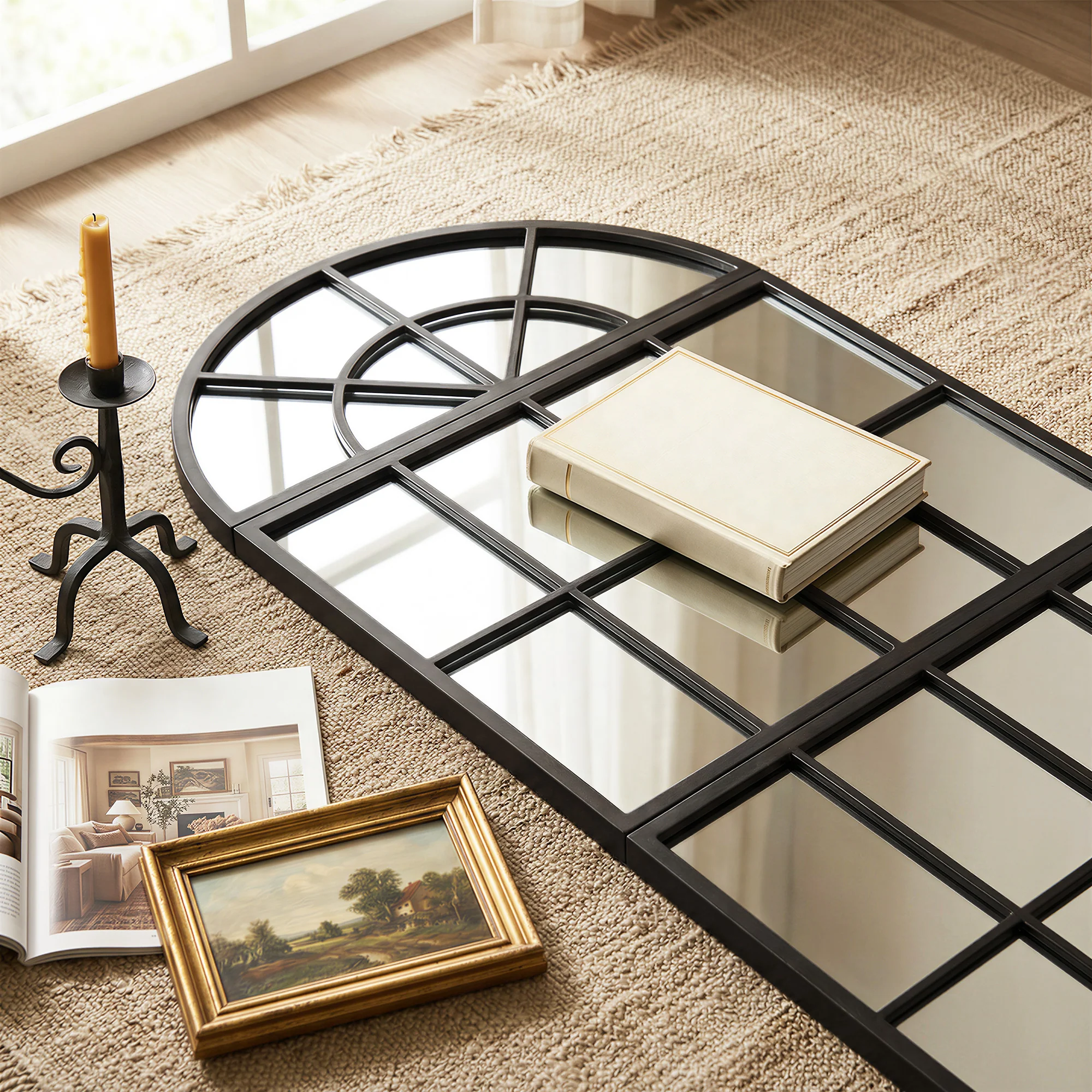 HOMCOM Large Arched Wall Mirror with 3-Piece and Tempered Glass - Image 7
