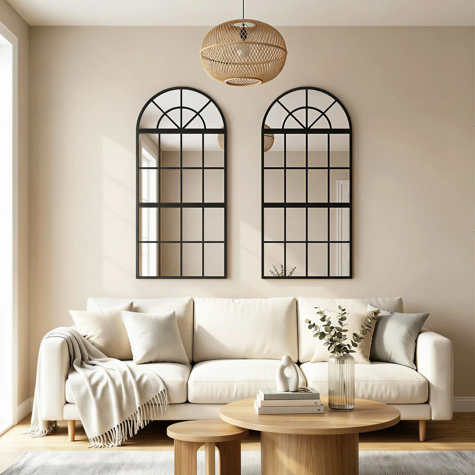 HOMCOM Large Arched Wall Mirror with 3-Piece and Tempered Glass - Image 9