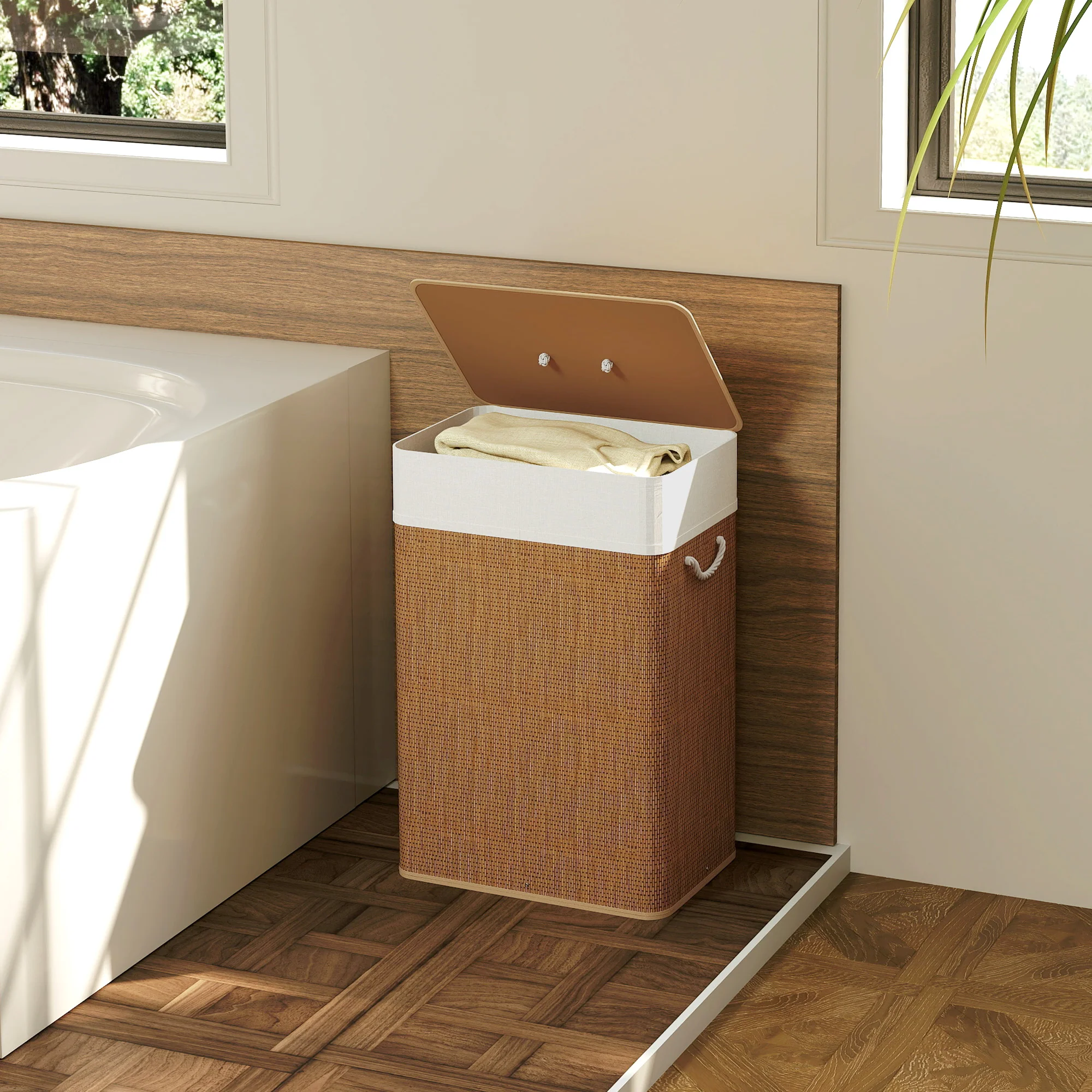 HOMCOM Laundry Hamper With Removable Washable Liner Bag - Image 8