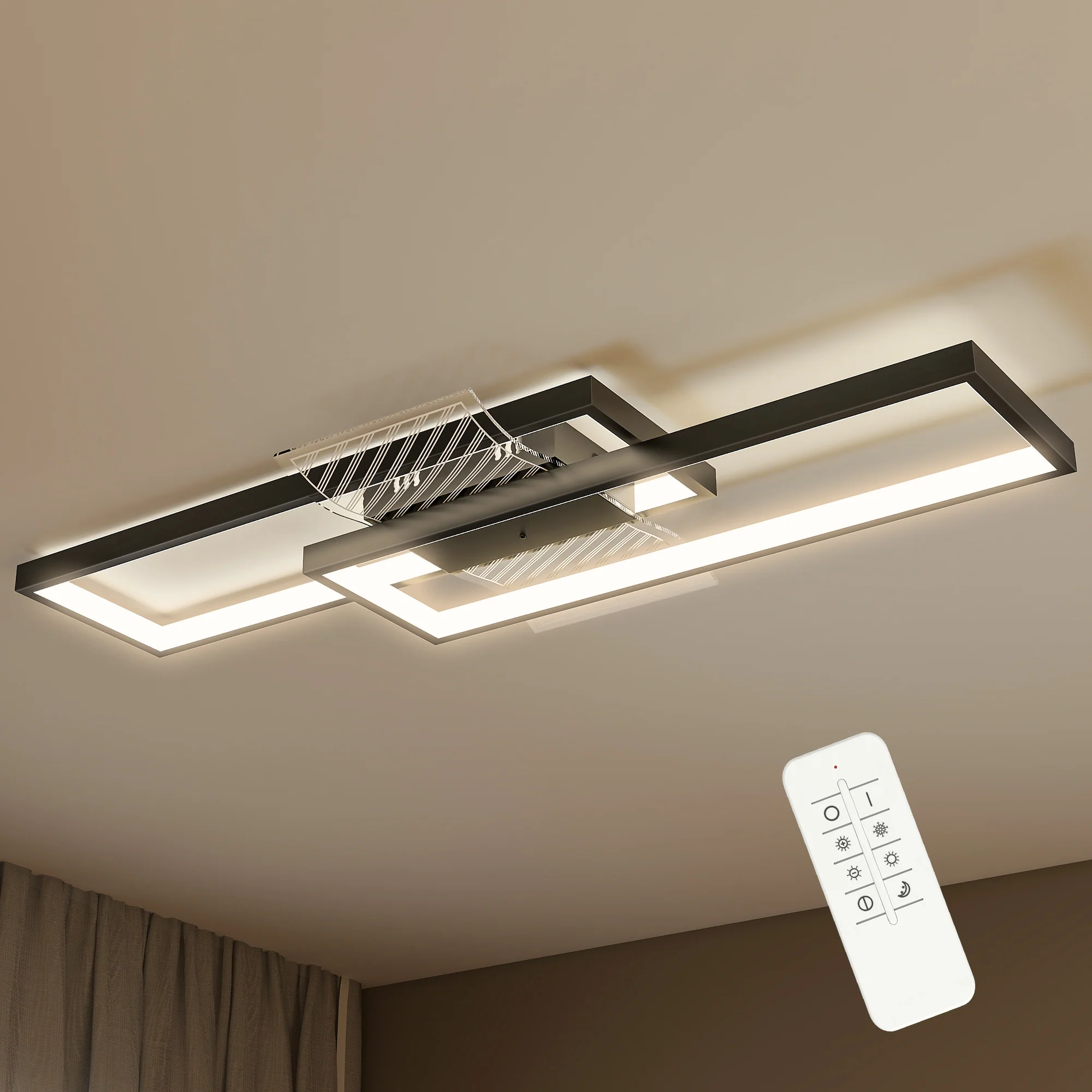HOMCOM LED Ceiling Light, Dimmable Ceiling Light With Remote Control, Black
