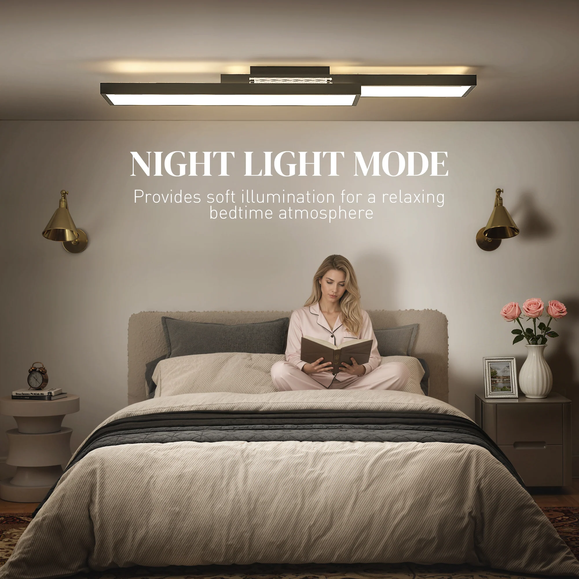 HOMCOM LED Ceiling Light, Dimmable Ceiling Light With Remote Control, Black - Image 4