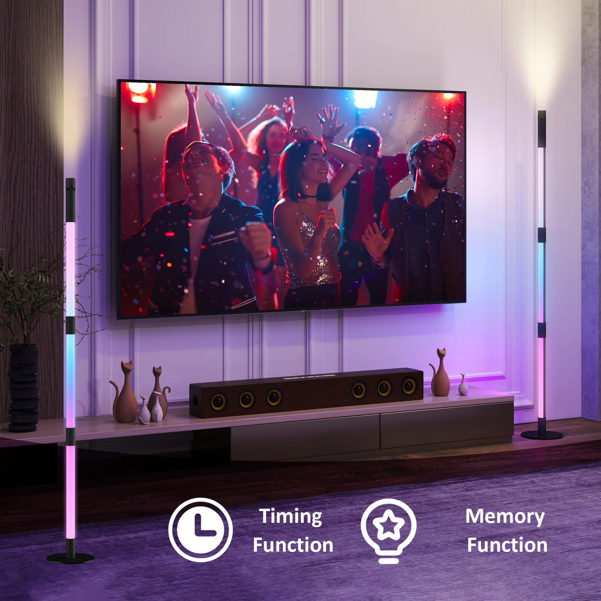 HOMCOM LED Floor Lamp, Corner Floor Lamp App & Remote Control Dark Grey - Image 6
