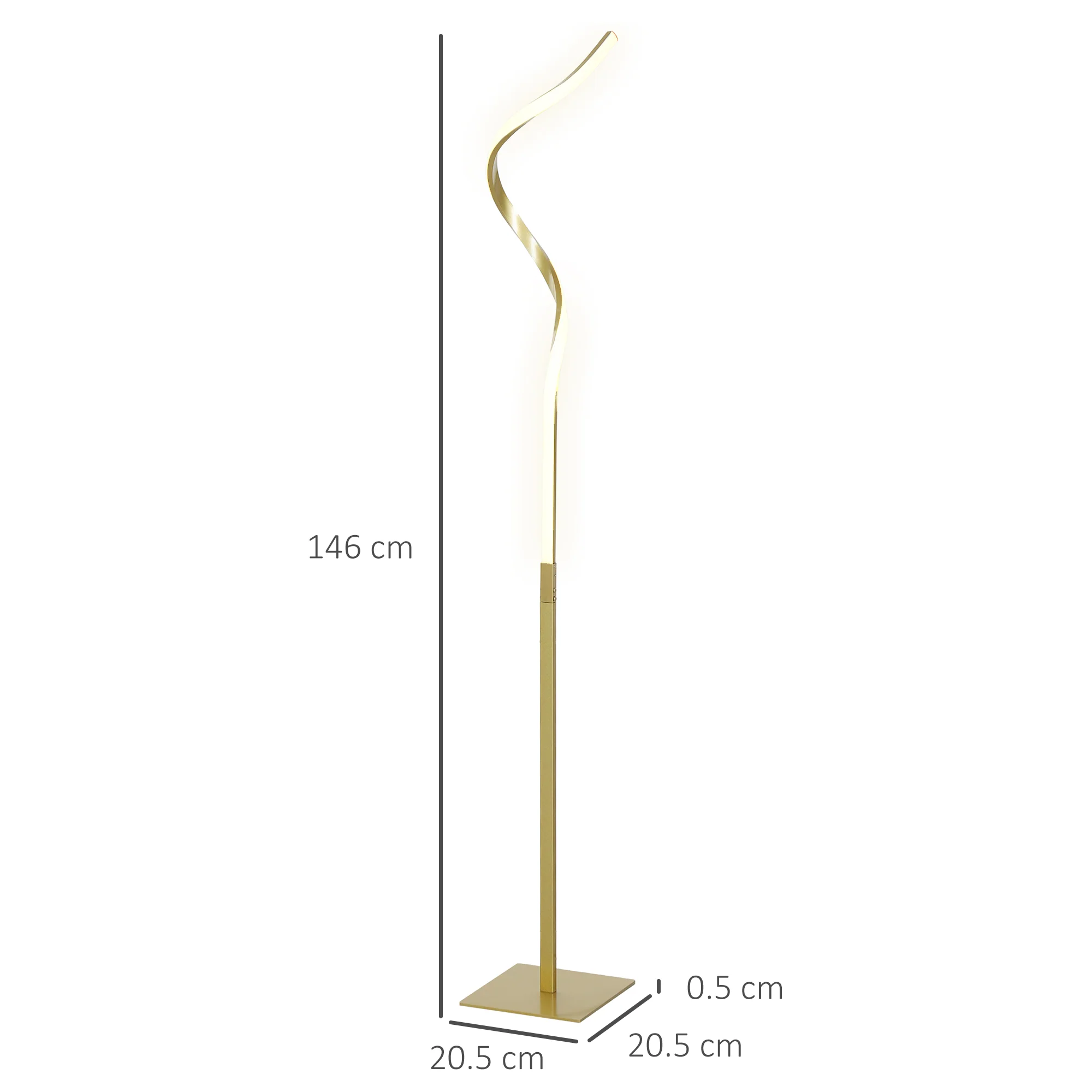 HOMCOM LED Floor Lamp, Standing Lamp With3 Adjustable Brightness Gold Tone - Image 5
