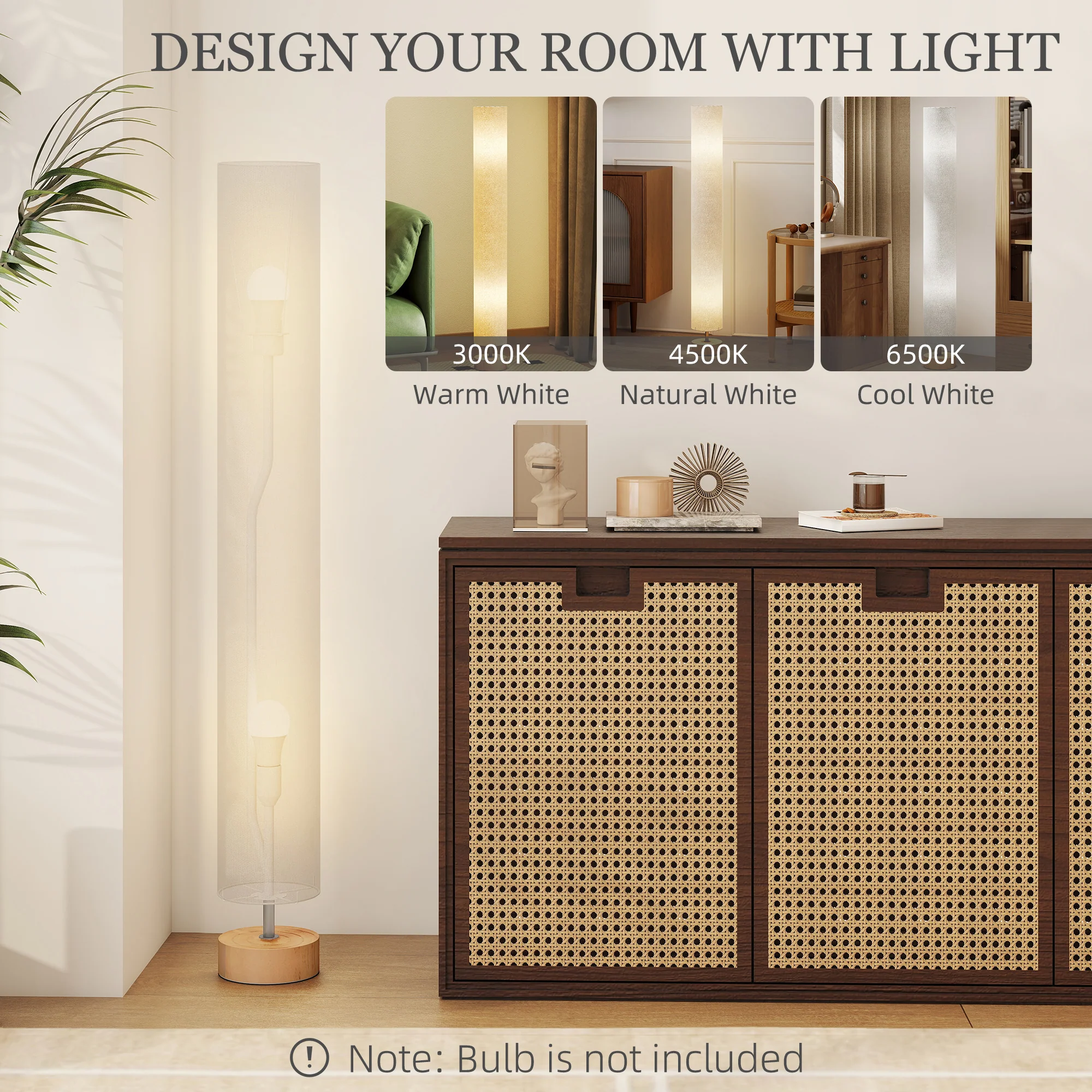 HOMCOM LED Floor Lamp With 3000K/4500K/6500K Colour Temperatures, Grey - Image 3