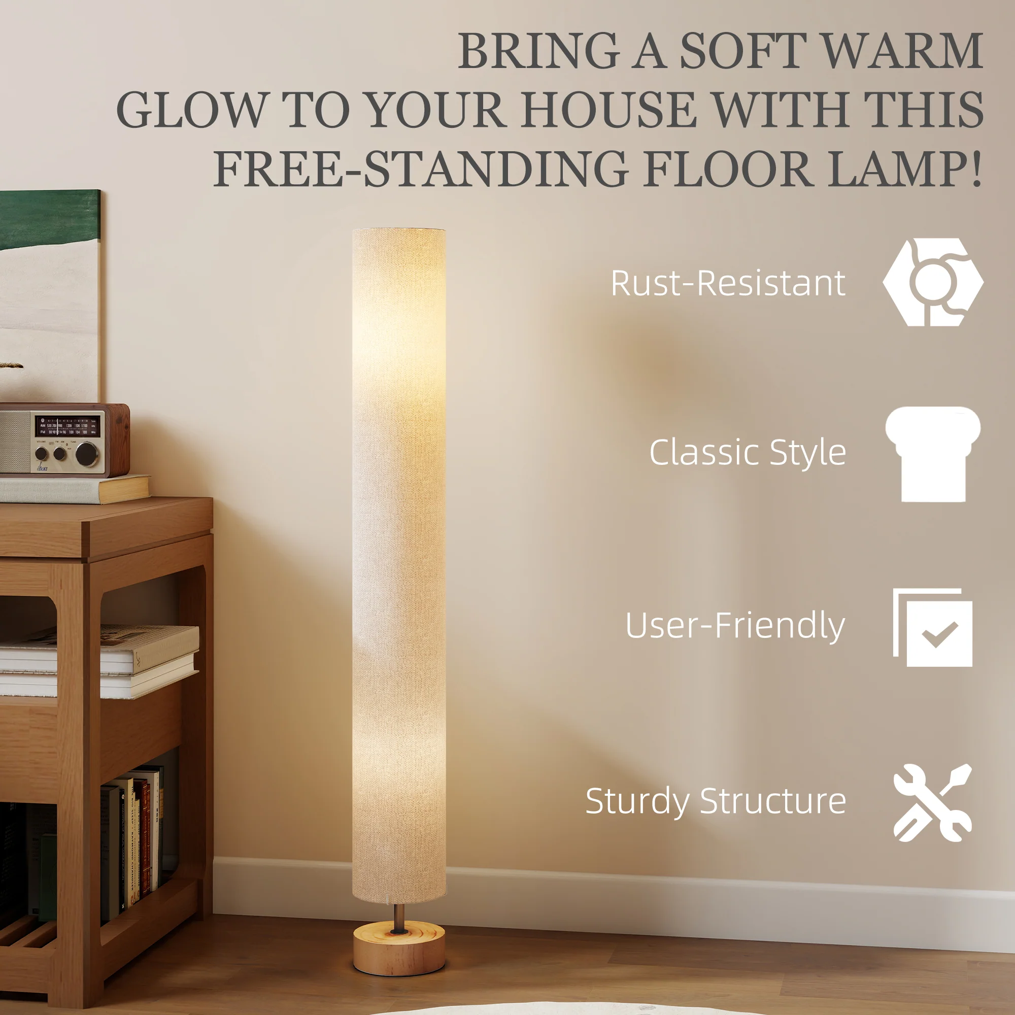HOMCOM LED Floor Lamp With 3000K/4500K/6500K Colour Temperatures, Grey - Image 6