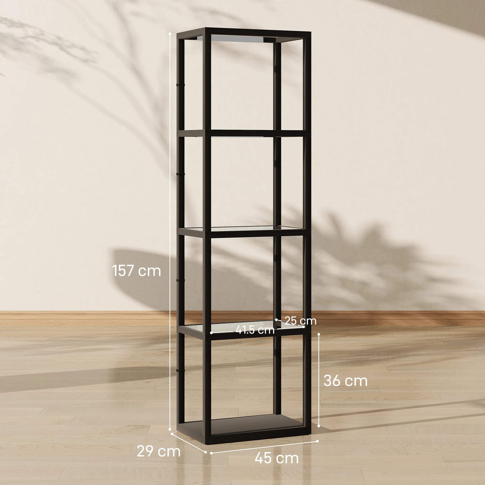 HOMCOM LED Floor Lamp With Glass Shelves, Dimmable Room Lamp - Image 14