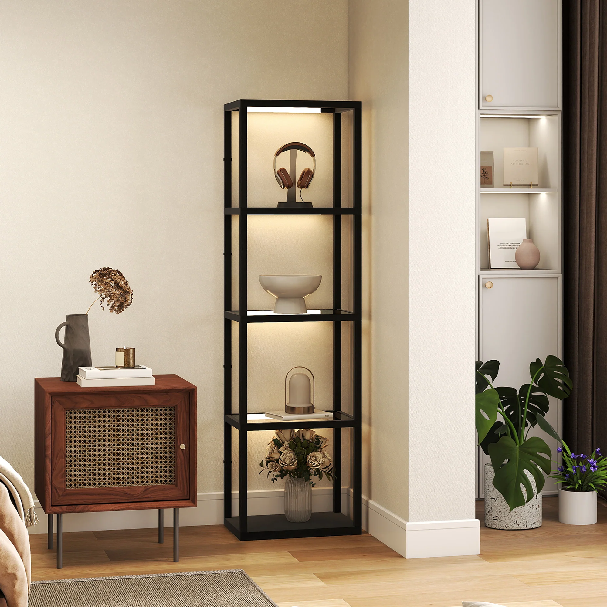 HOMCOM LED Floor Lamp With Glass Shelves, Dimmable Room Lamp - Image 18
