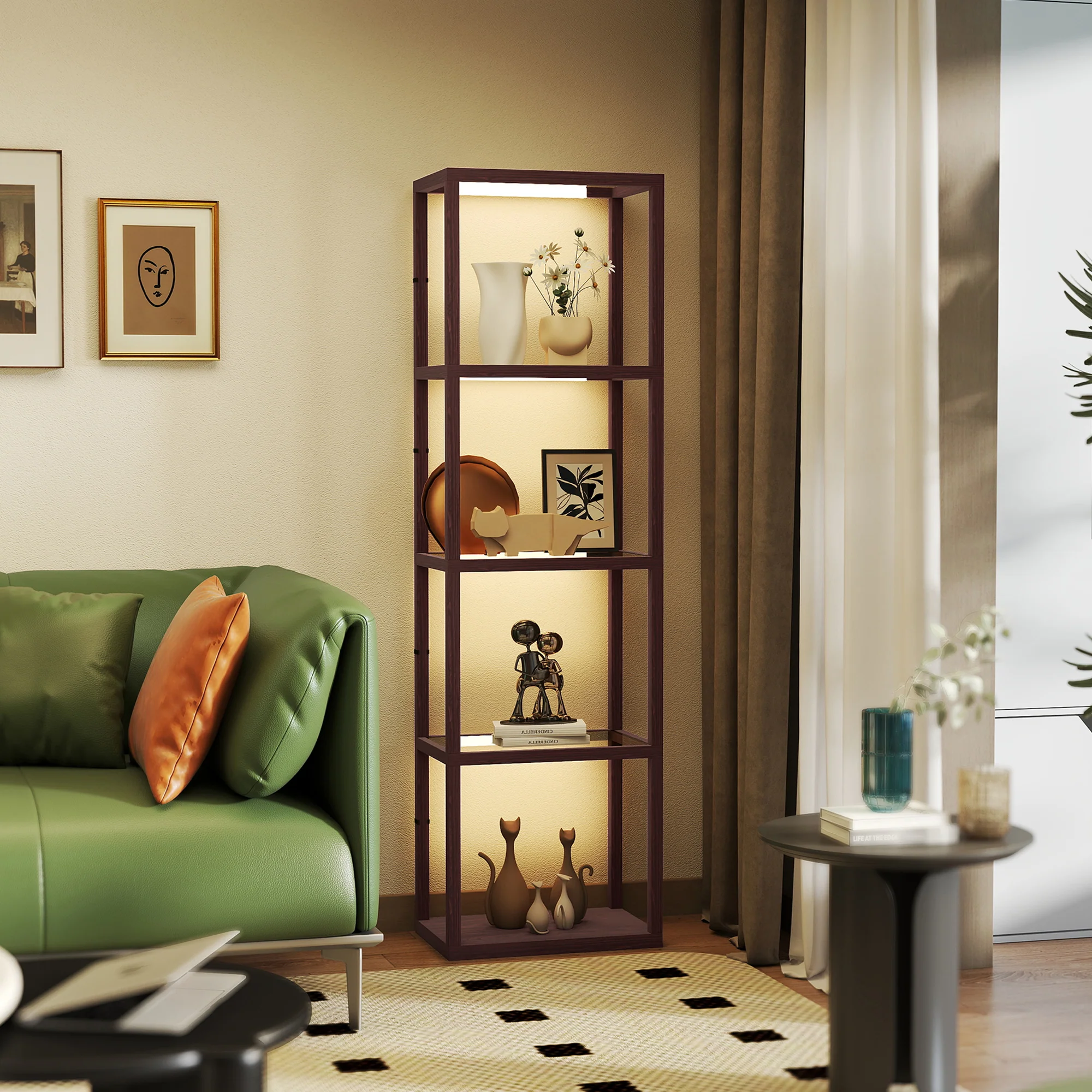HOMCOM LED Floor Lamp With Glass Shelves, Dimmable Room Lamp - Image 20