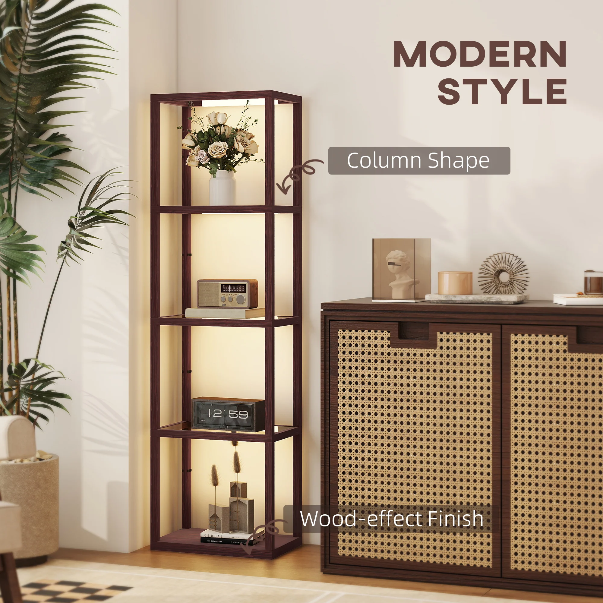 HOMCOM LED Floor Lamp With Glass Shelves, Dimmable Room Lamp - Image 26