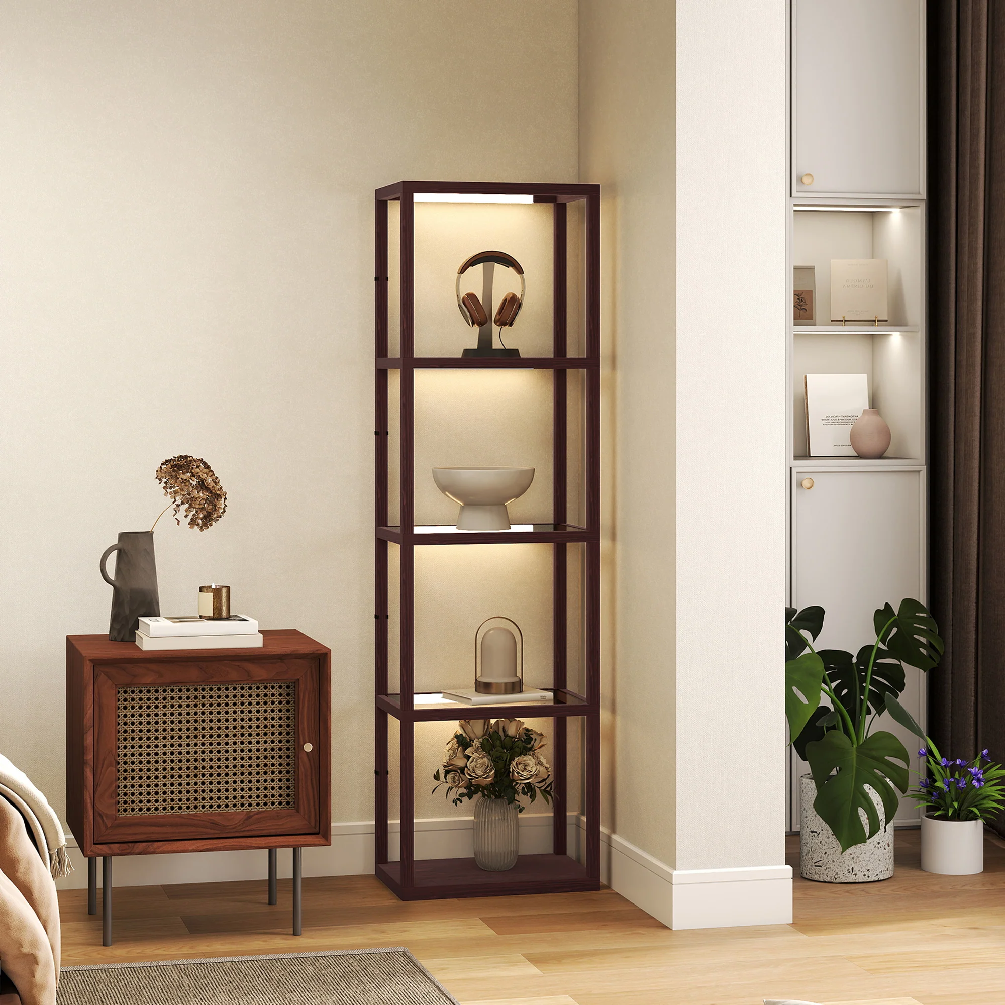 HOMCOM LED Floor Lamp With Glass Shelves, Dimmable Room Lamp - Image 27