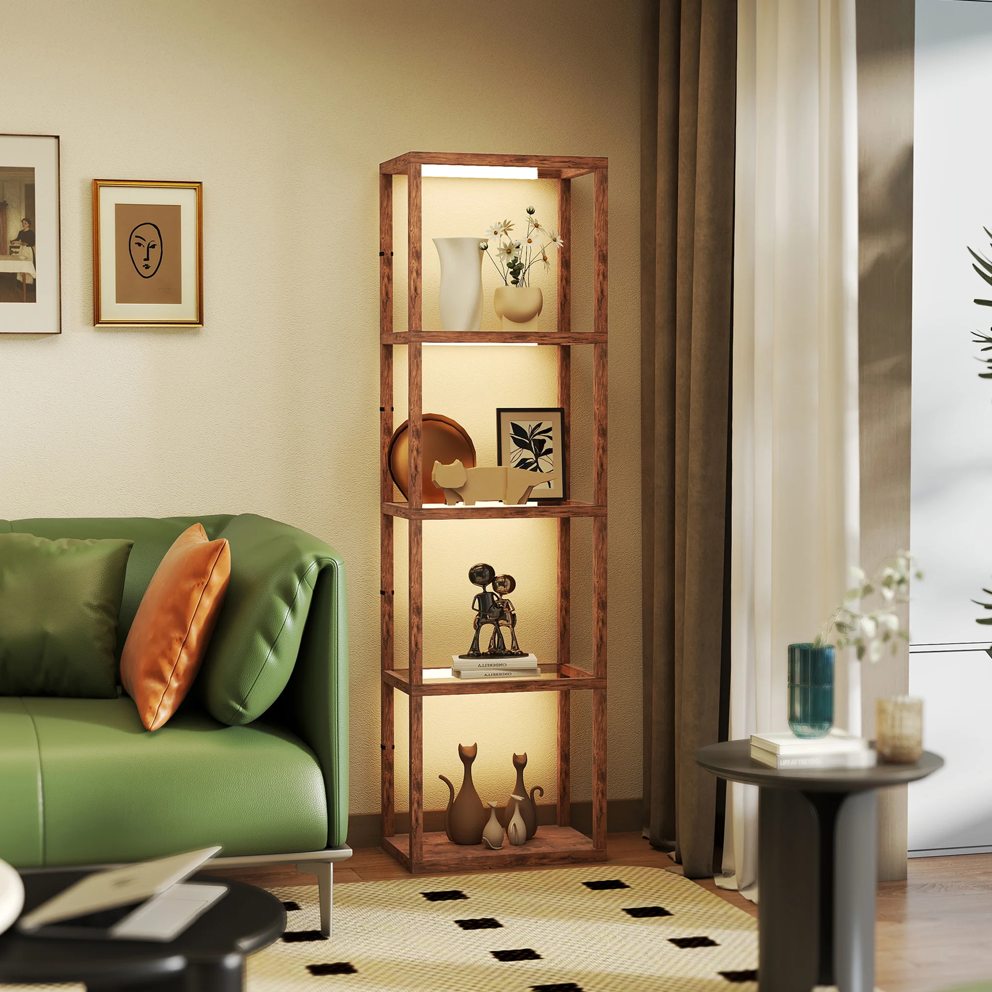 HOMCOM LED Floor Lamp With Glass Shelves, Dimmable Room Lamp - Image 38
