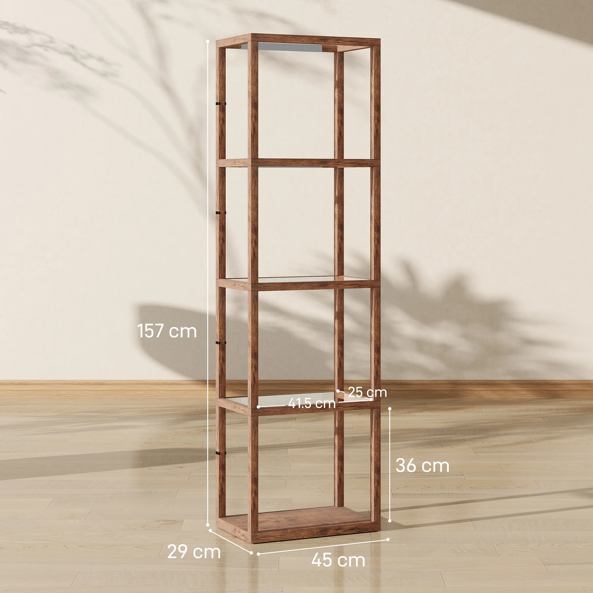 HOMCOM LED Floor Lamp With Glass Shelves, Dimmable Room Lamp - Image 41